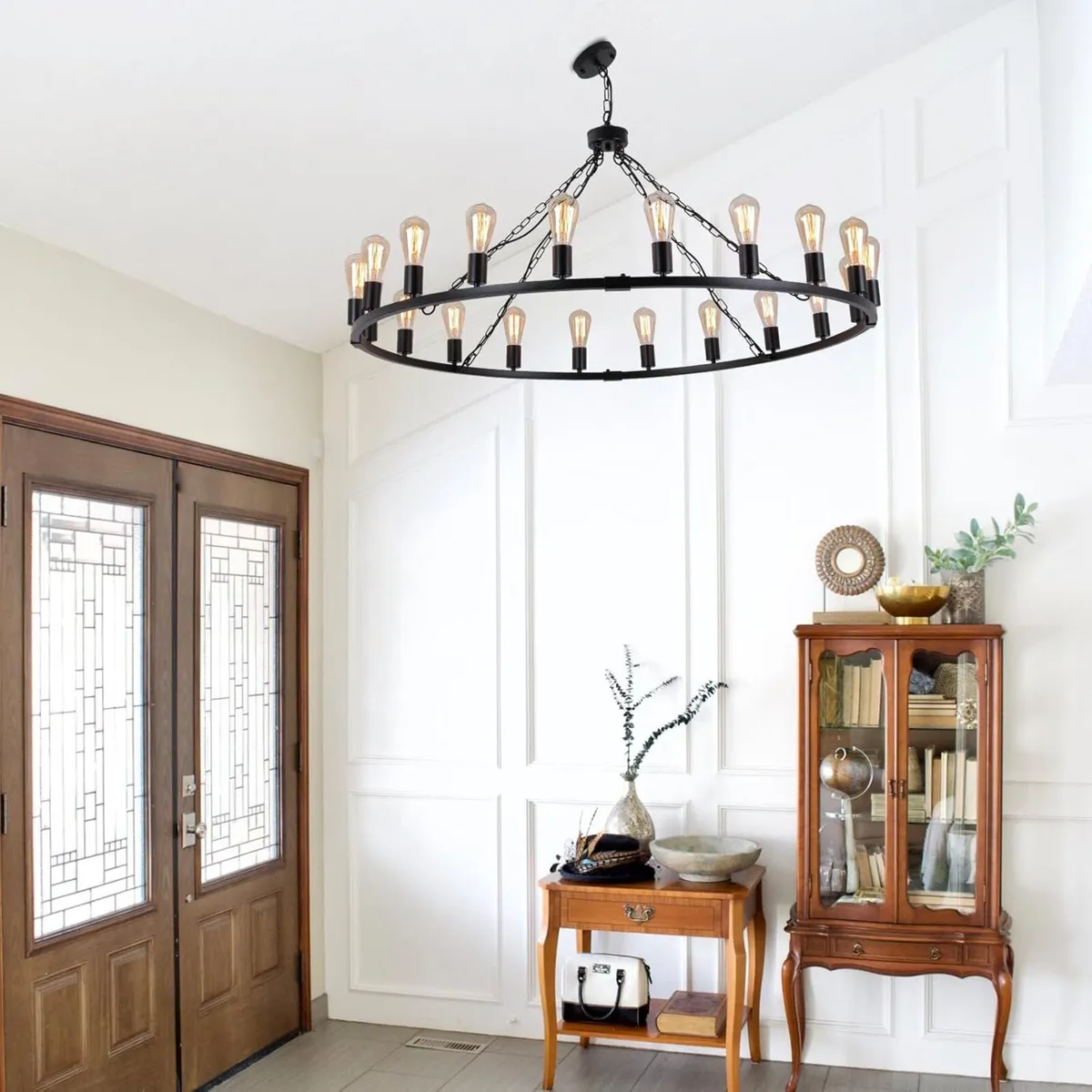 Wagon Wheel Chandelier 120cm Metal Round Chandelie - Image 4