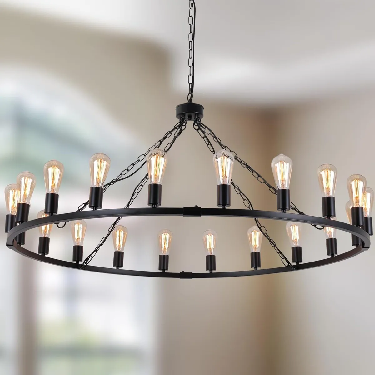 Wagon Wheel Chandelier 120cm Metal Round Chandelie - Image 1