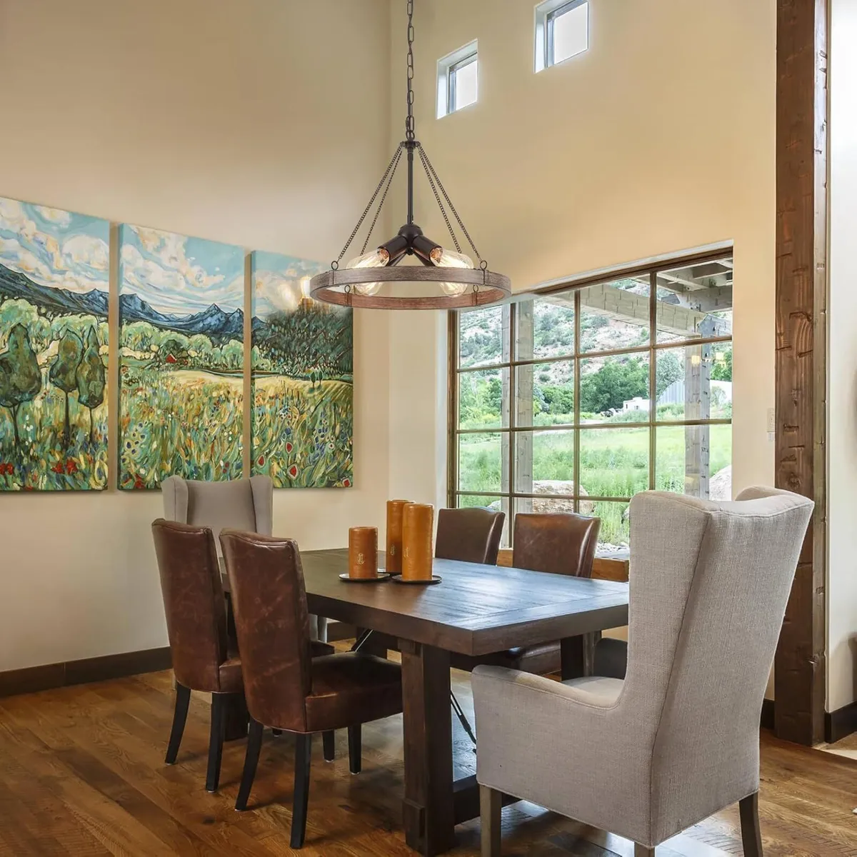 Wagon Wheel Chandeliers Ceiling Light 4-Light - Image 4