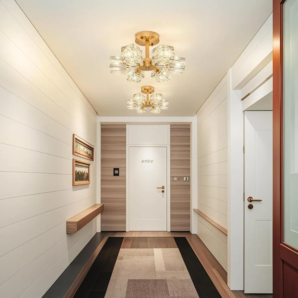 Modern Gold Crystal Ceiling Light 6-Light semi - Image 4