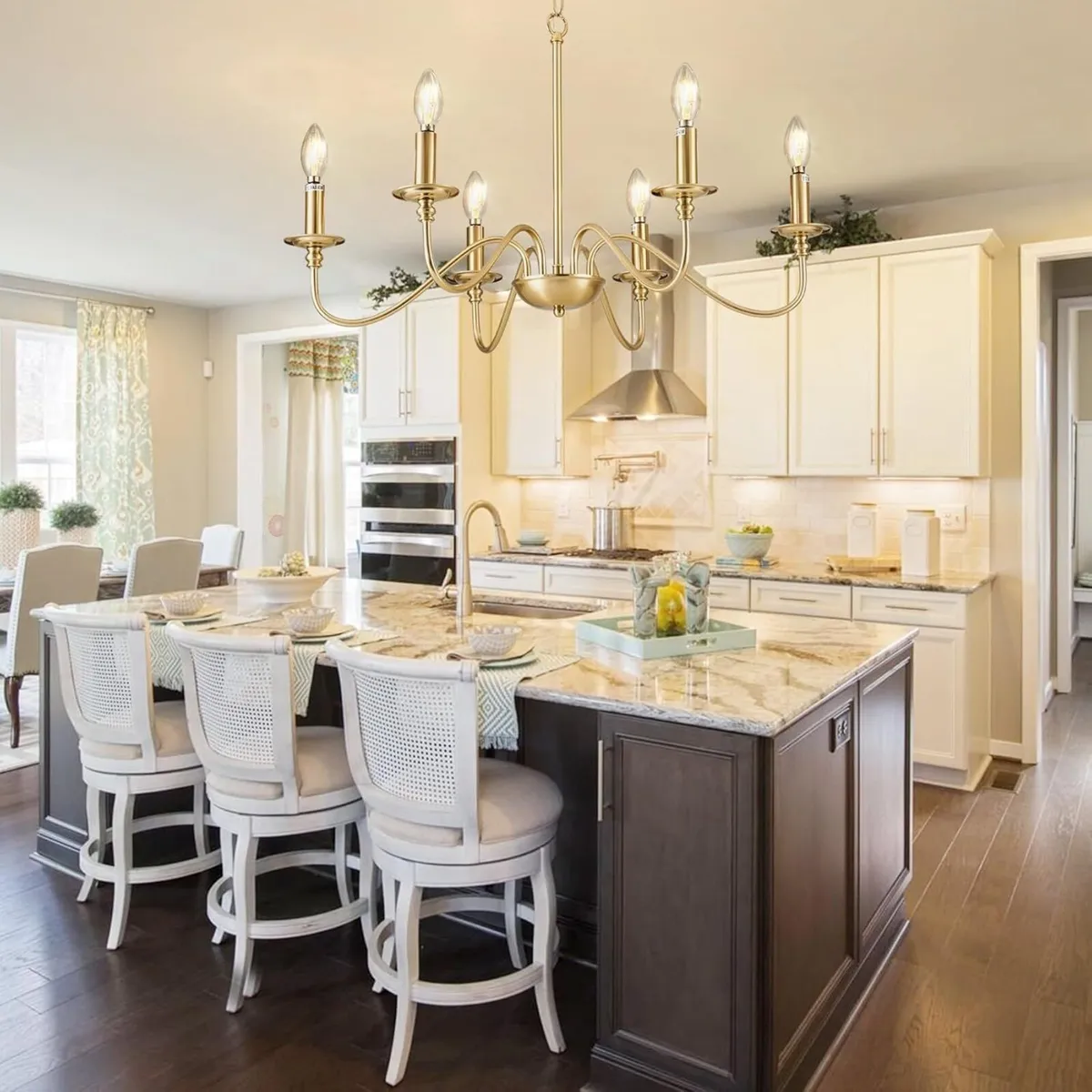 Gold Chandelier Light Fixture: 6-Light Modern - Image 4