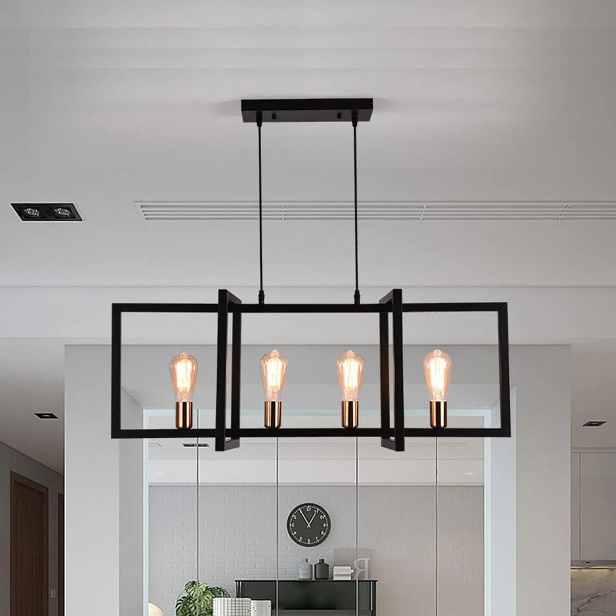Farmhouse Chandelier Matte Metal Modern Hanging - Image 1