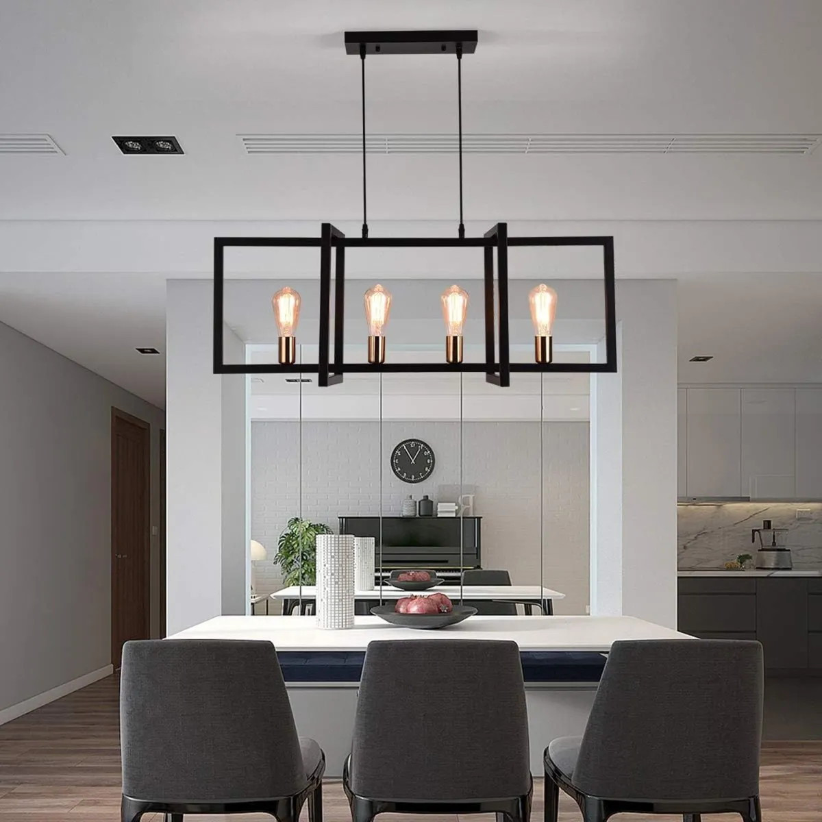 Farmhouse Chandelier Matte Metal Modern Hanging - Image 4