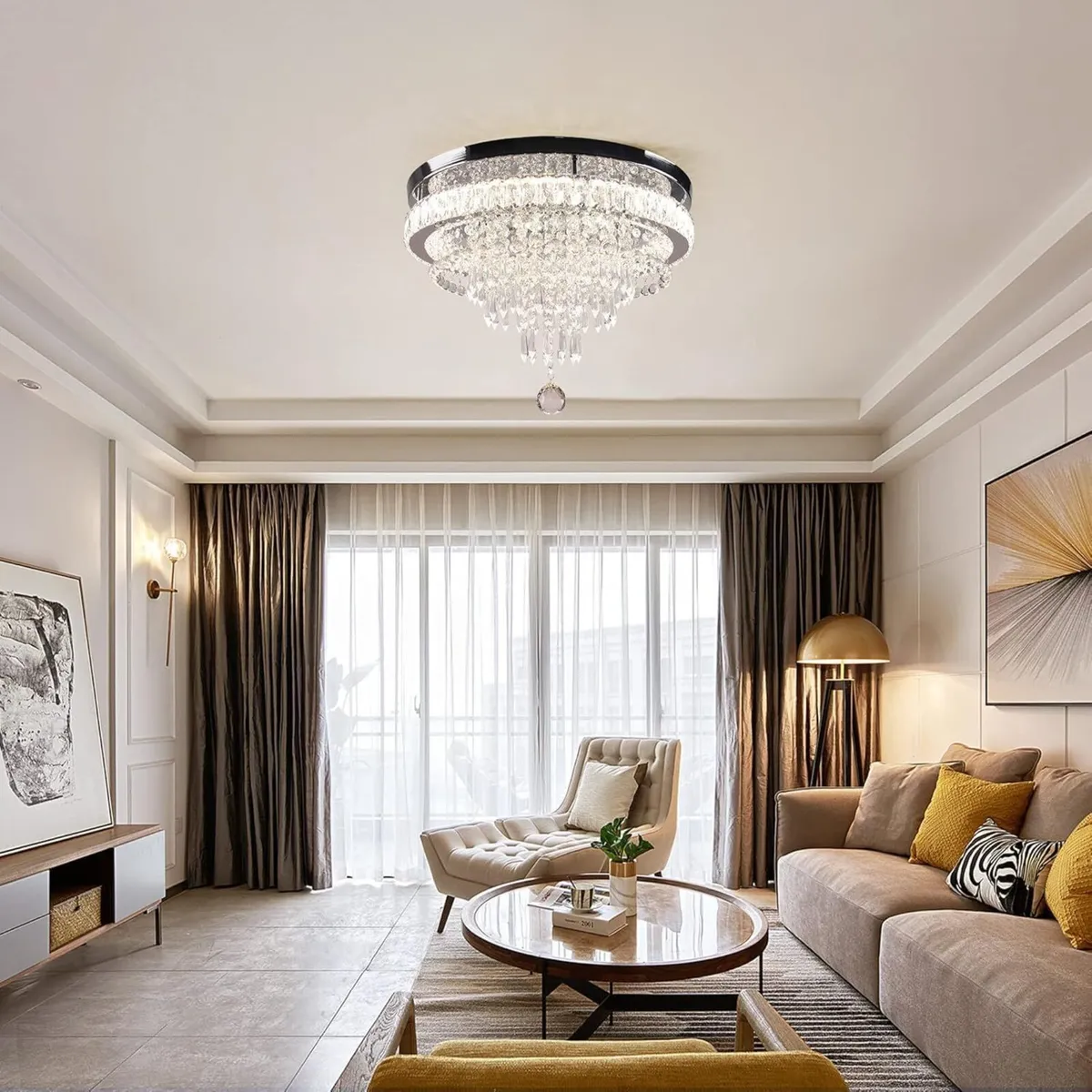 50cm Crystal Ceiling Light Dimmable LED Flush - Image 2