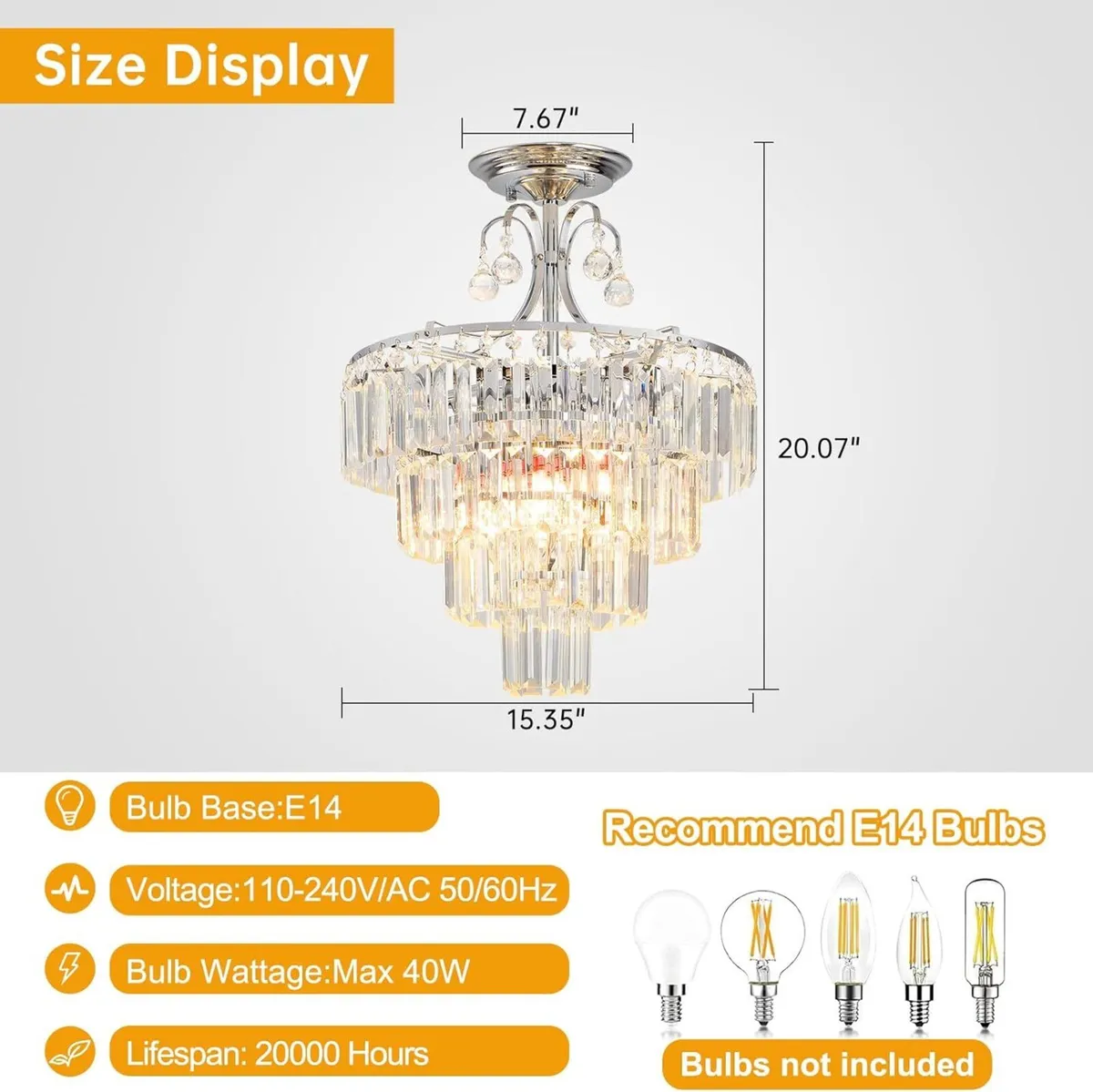 Crystal Silver Chandelier Antique Modern Semi - Image 4