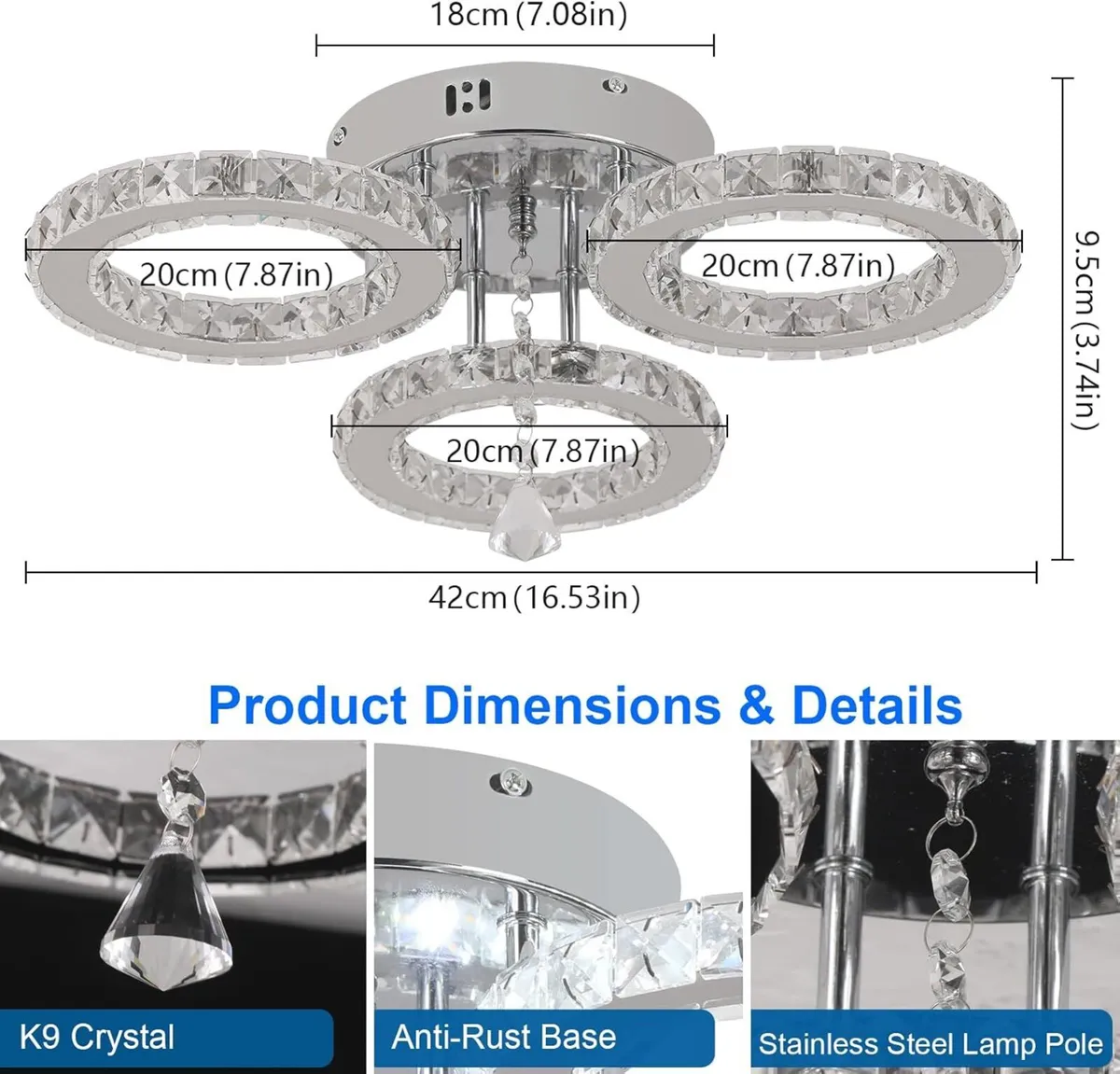 LED Ceiling Light Modern Dimmable with Remote - Image 3