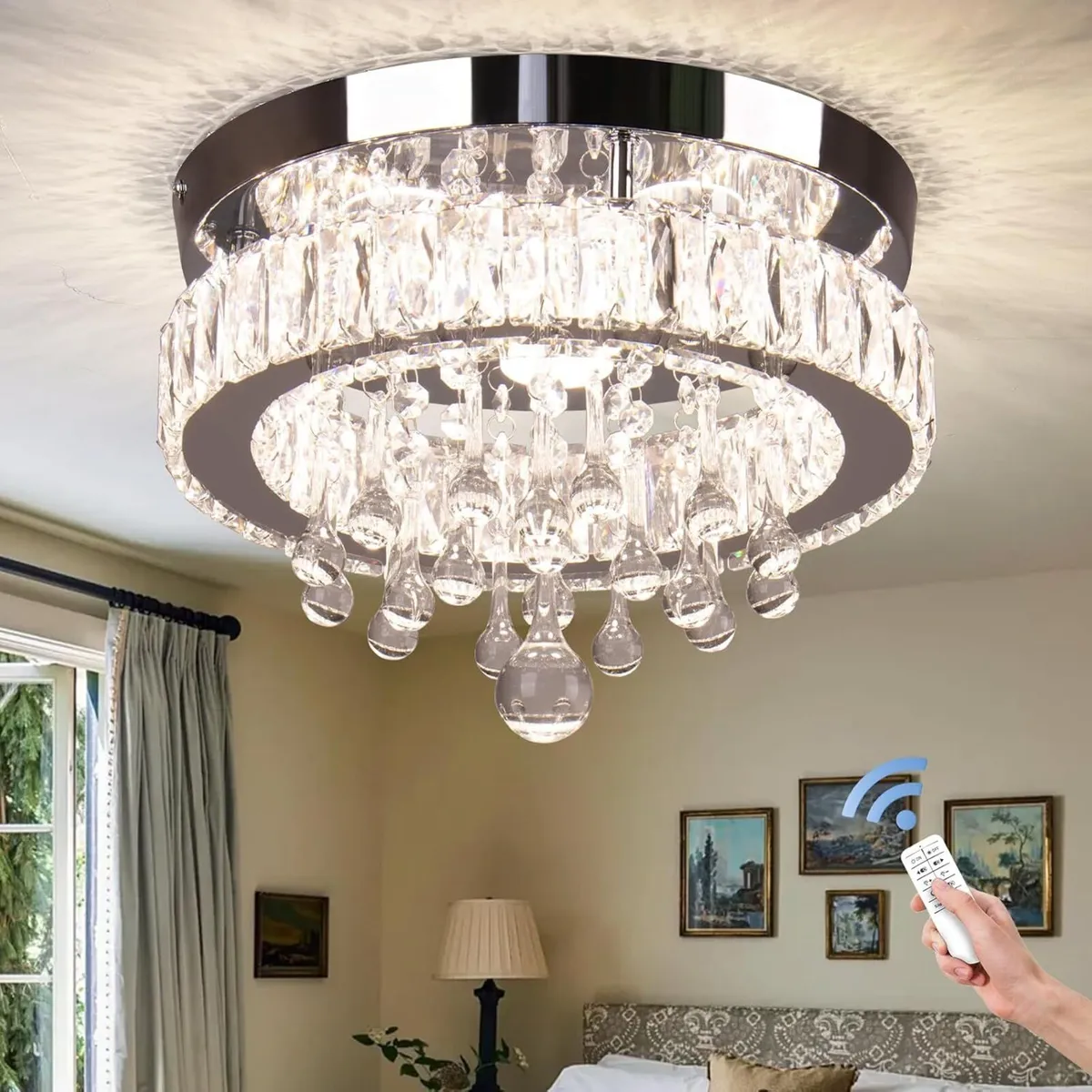 Dimmable Crystal Flush Mount Ceiling Light Mini - Image 1