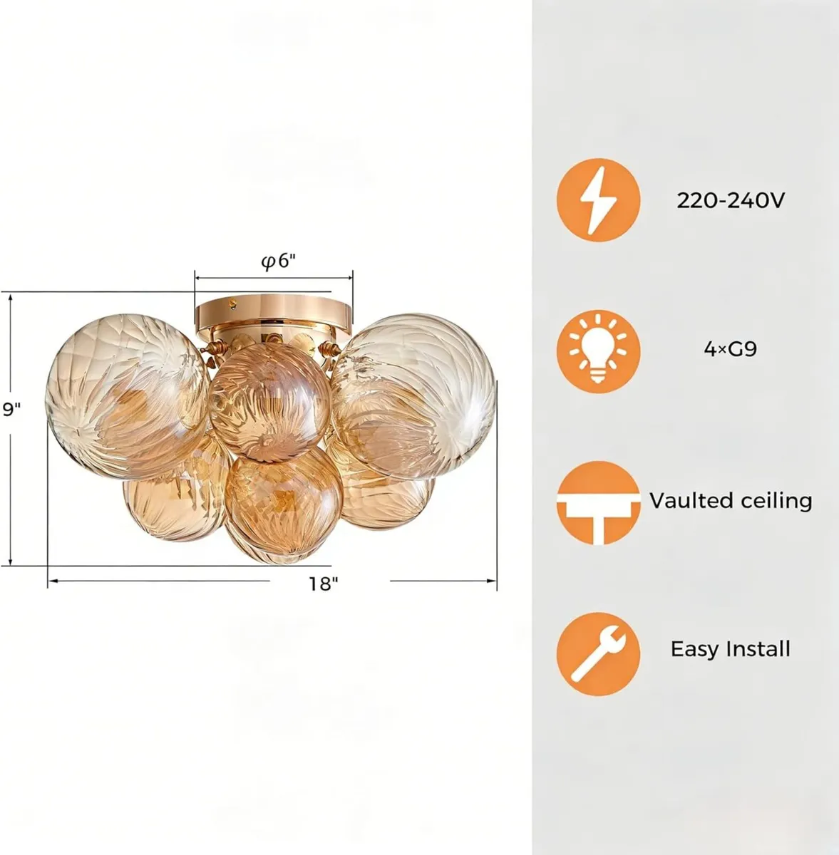 Modern Bubble Glass Ceiling Chandelier 4-Light - Image 3