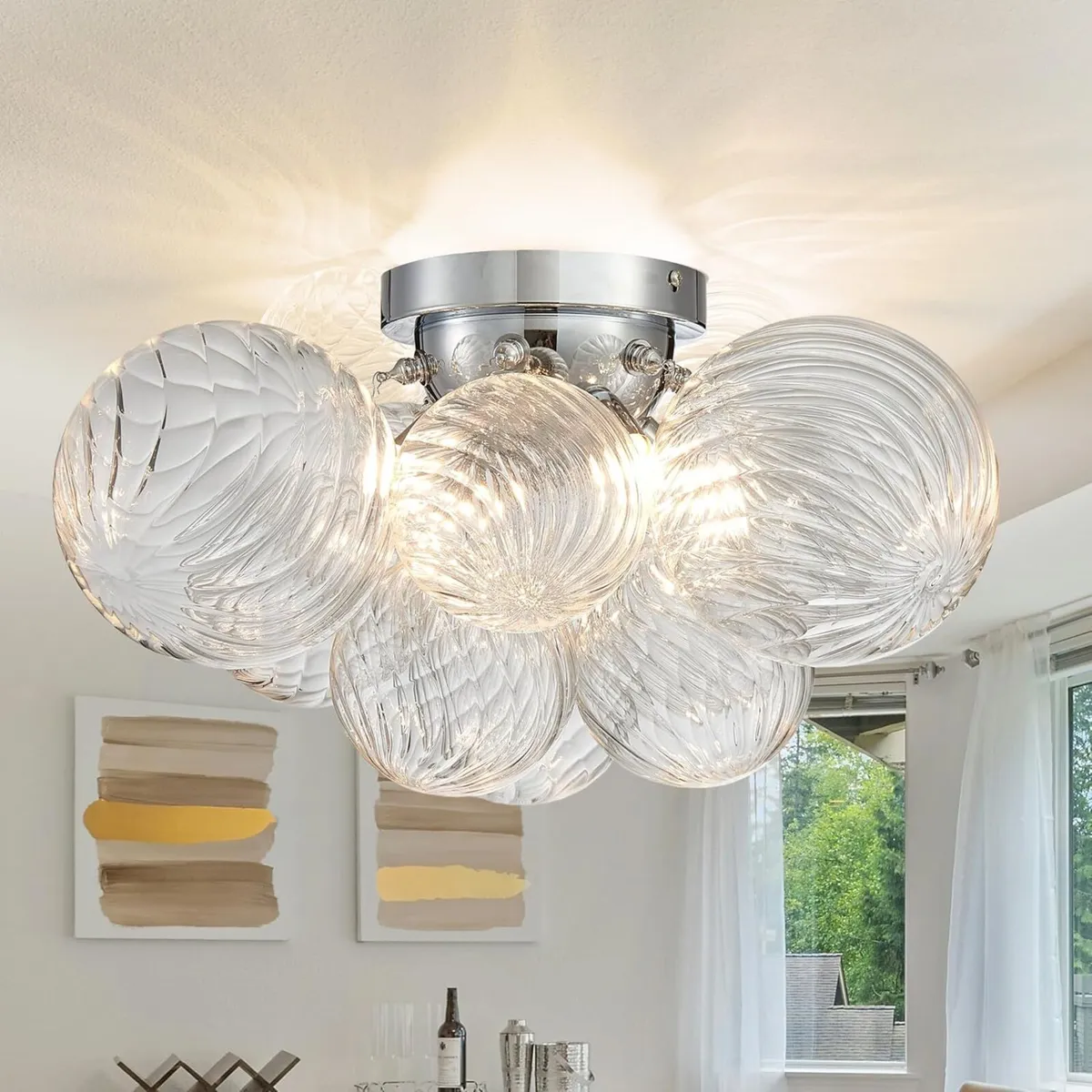 Modern Bubble Glass Ceiling Light Fixture 4-Light - Image 1