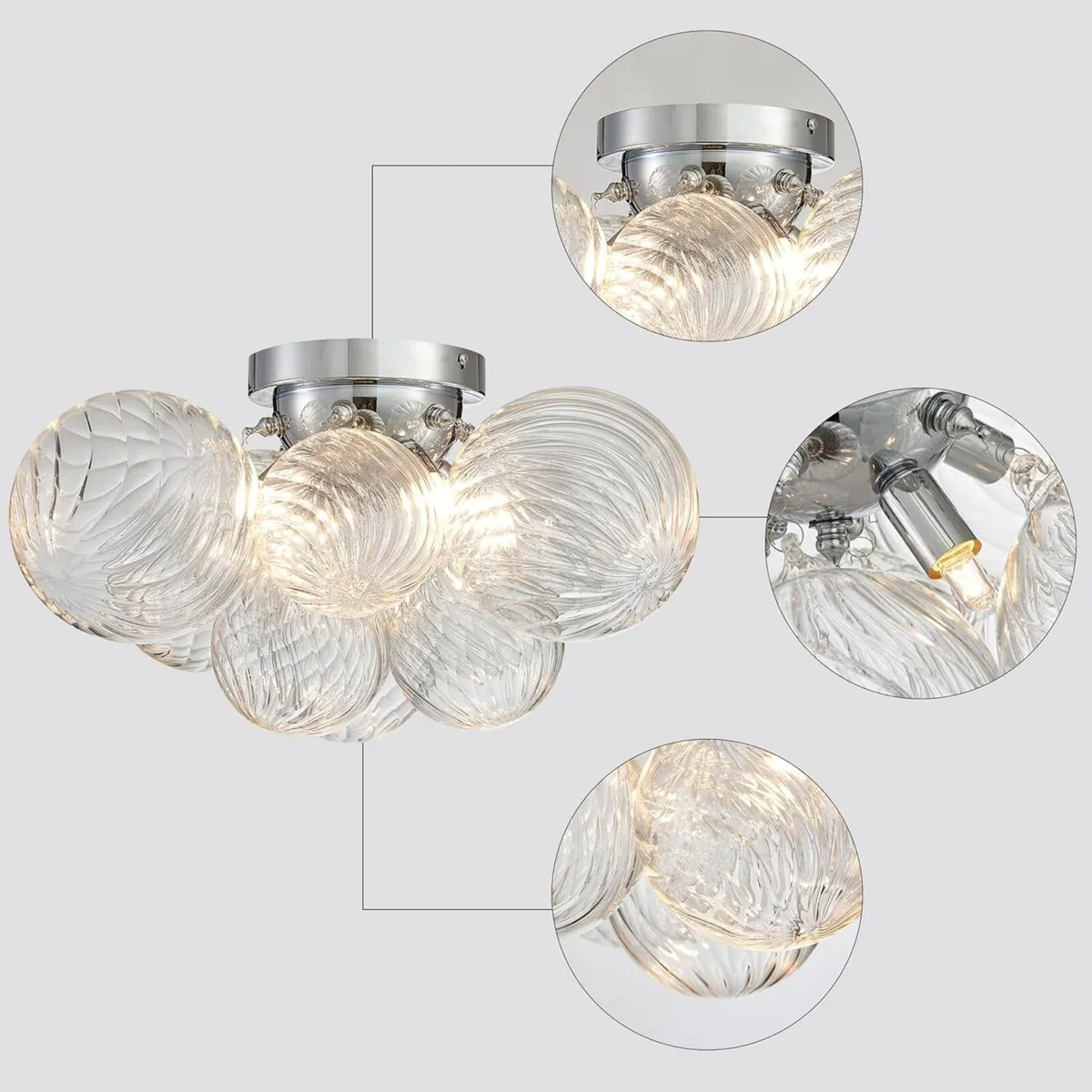 Modern Bubble Glass Ceiling Light Fixture 4-Light - Image 2