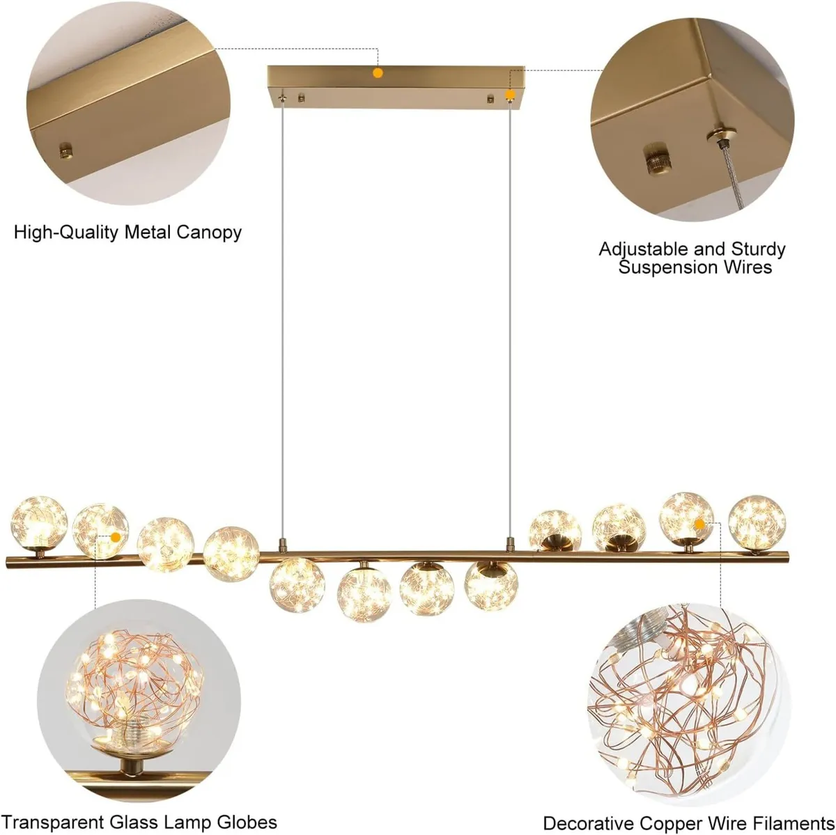 Modern Globe Chandelier Ceiling Light 120CM 12 - Image 4