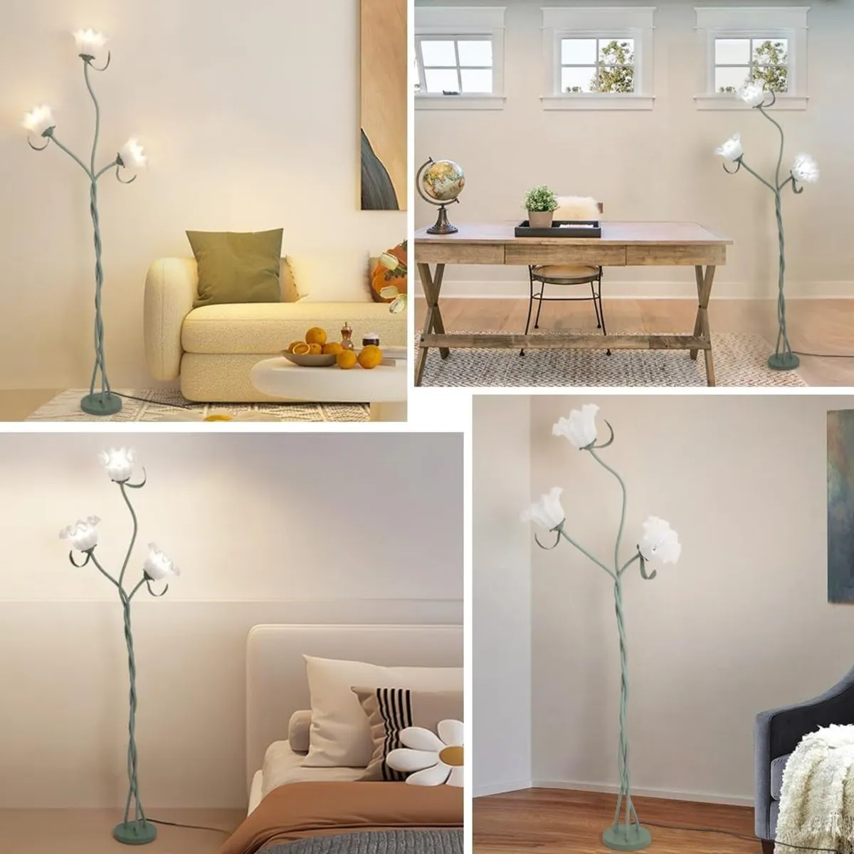 Green Flower Floor Lamp for Living Room 3 Light - Image 4