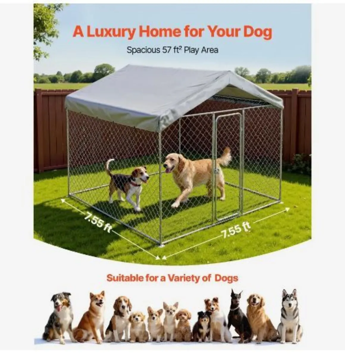 Outdoor Dog Kennel, 2.3 x 2.3 x 2.15 m - Image 4