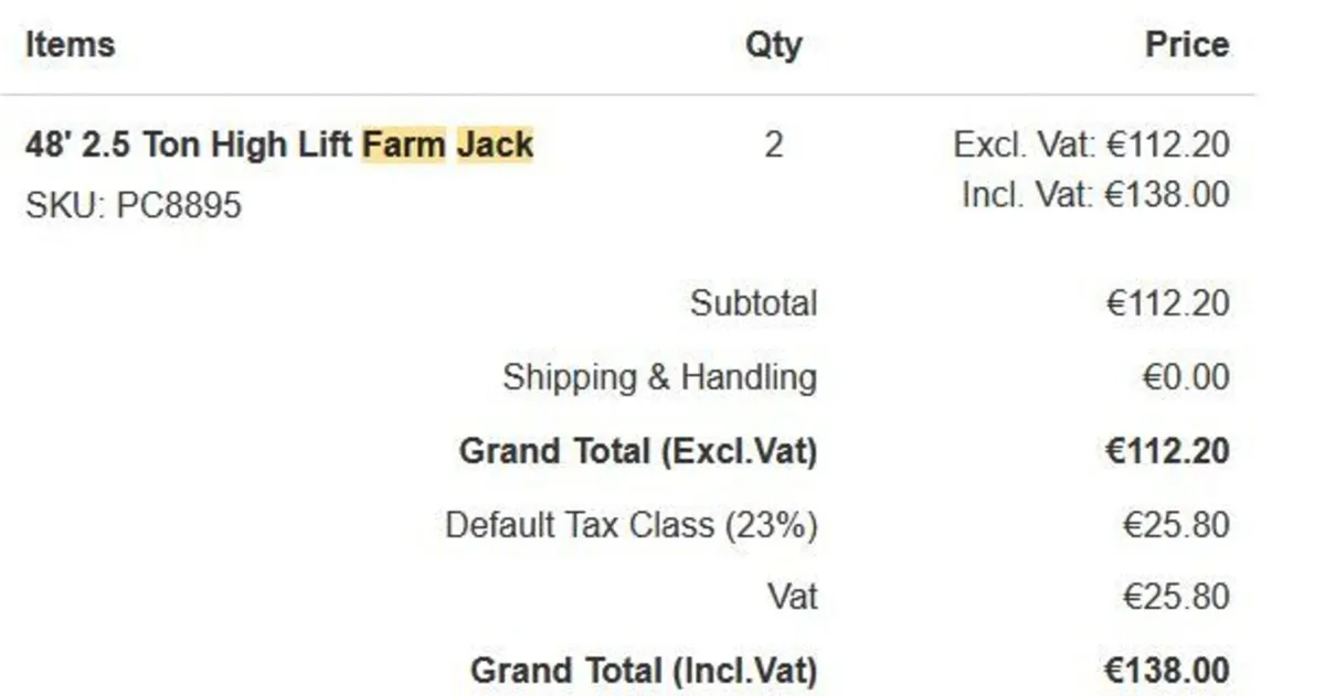 Two 48 inch Farm Jacks, max load 3 tons each - Image 1