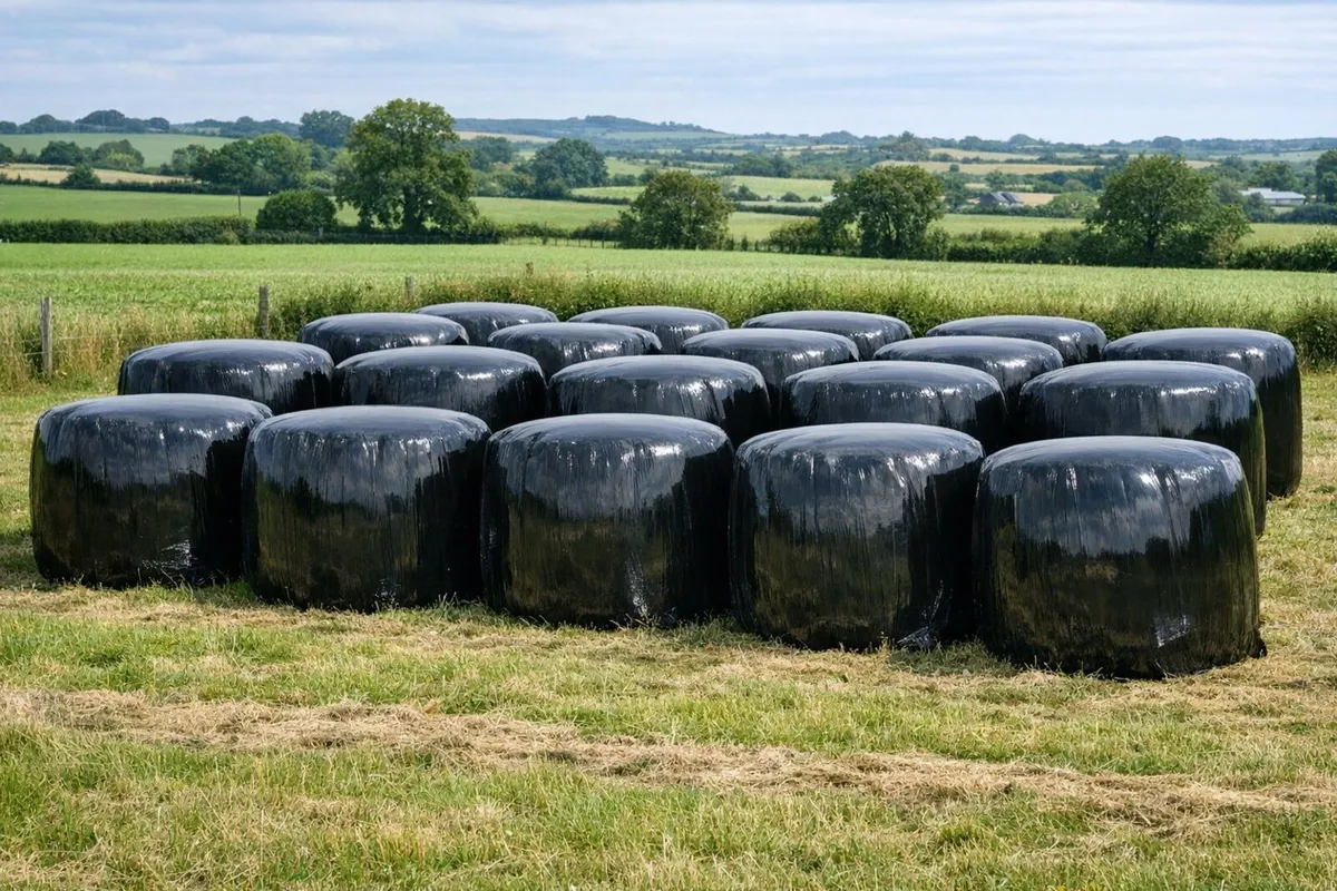 Round bales of silage