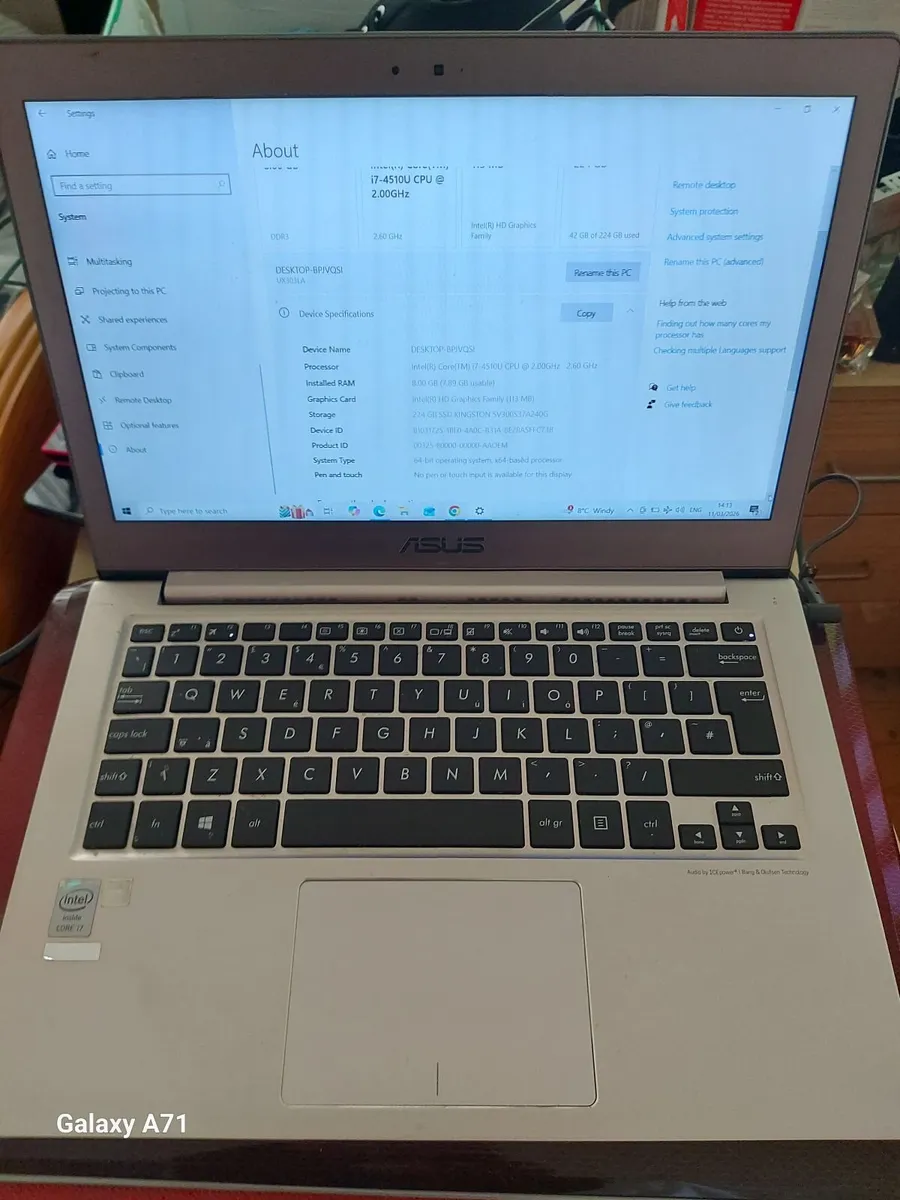 ASUS Notebook PC, Model UX303L, 8GB Ram, 238GB SSD - Image 1
