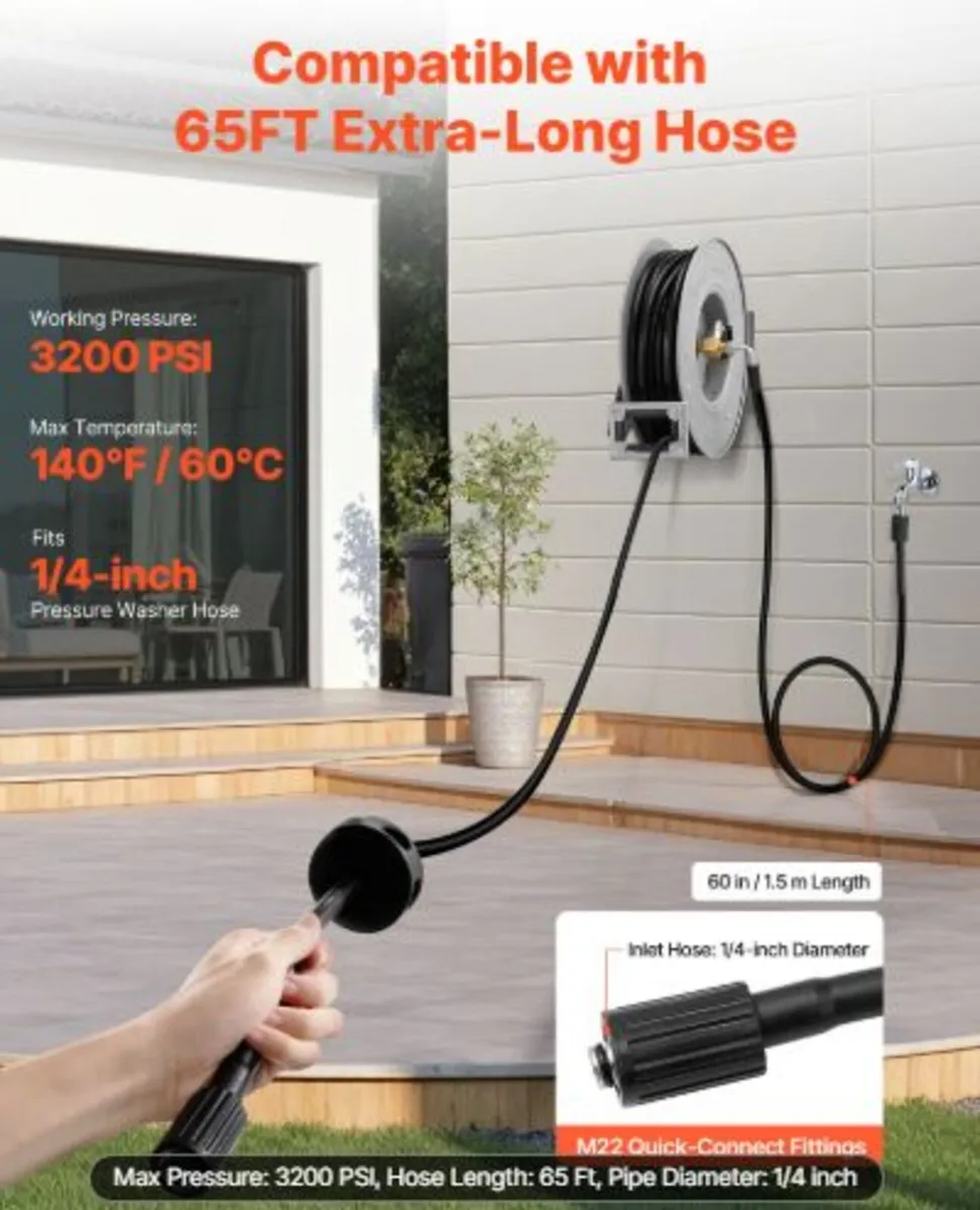 Pressure Washer Hose Reel, 19.8 m x 6.4 mm - Image 3