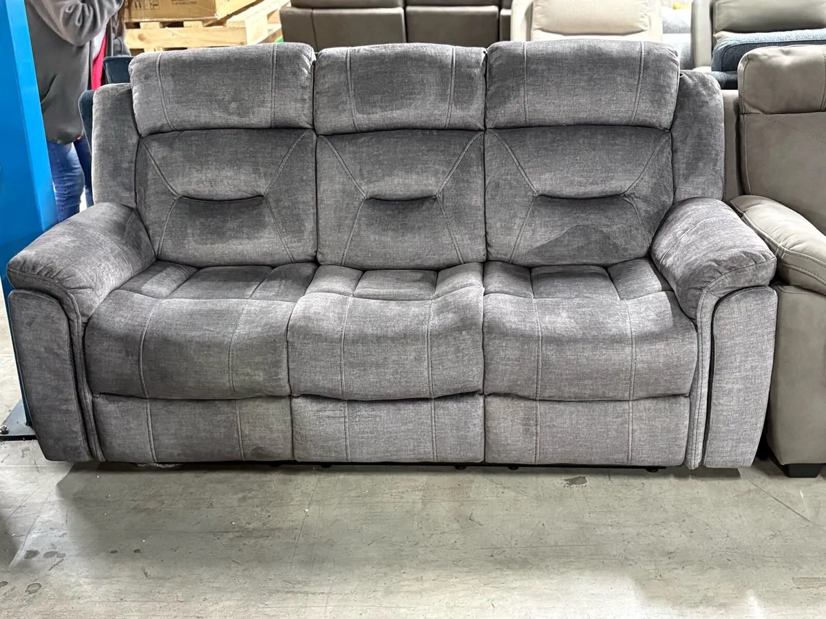 Lugo 3 Seater Sofa Electric Recliner Dark Grey - Image 1