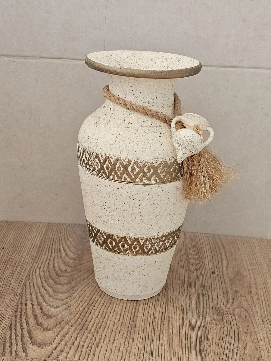 Ceramic vase rustic antique beige roman stoneware - Image 2