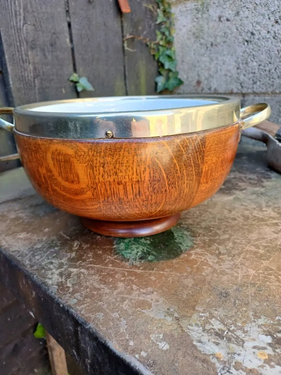 Antique Oak Silver Plated Salad Bowl - Image 3
