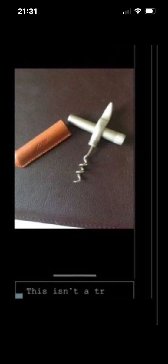 Corkscrew & bottle opener in Leather case - Image 1