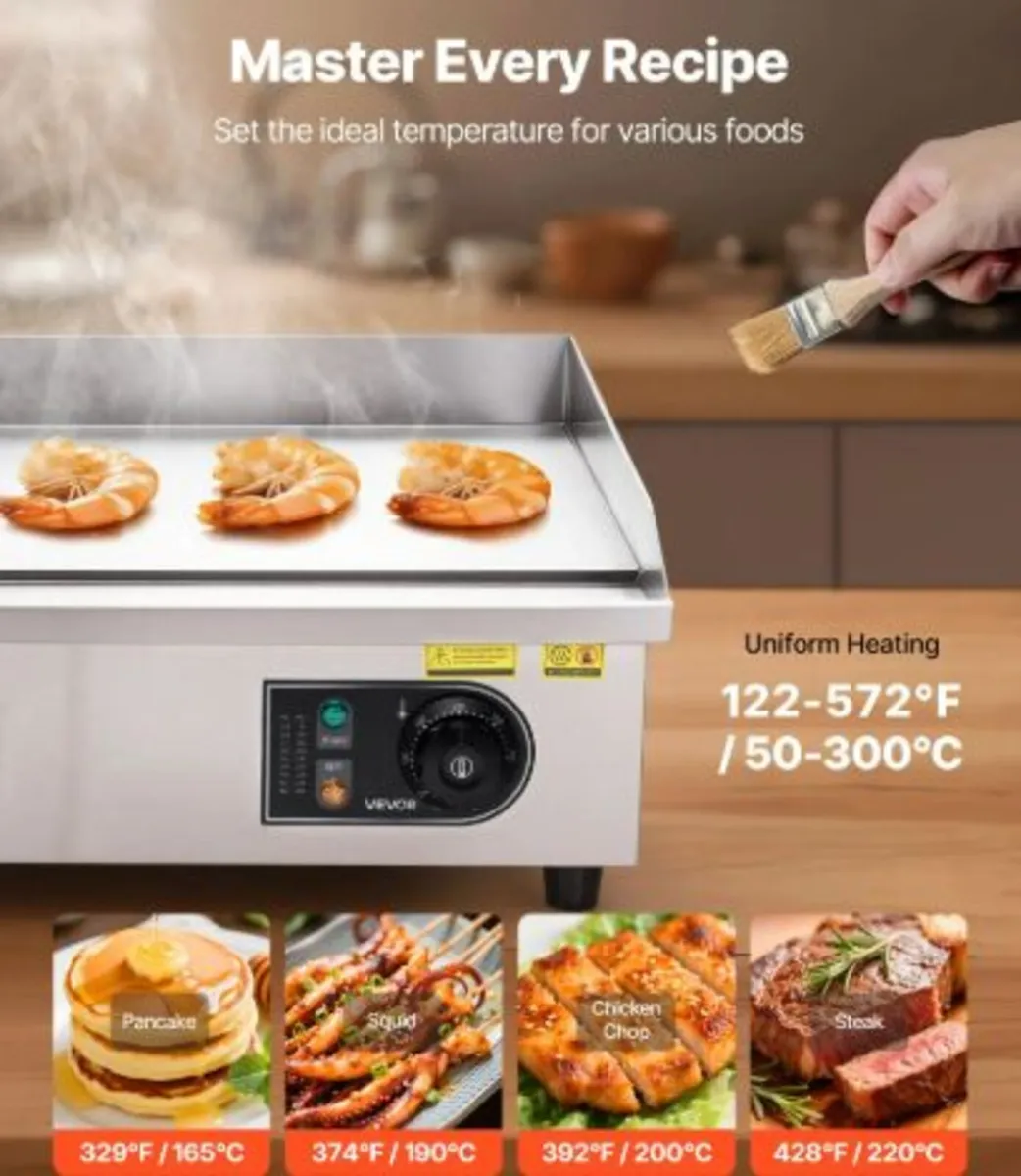 Commercial Electric Griddle, 535 x 300 mm, 3200W, - Image 2