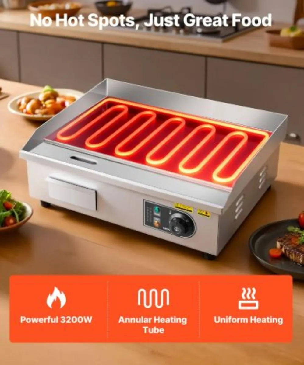 Commercial Electric Griddle, 535 x 300 mm, 3200W, - Image 3