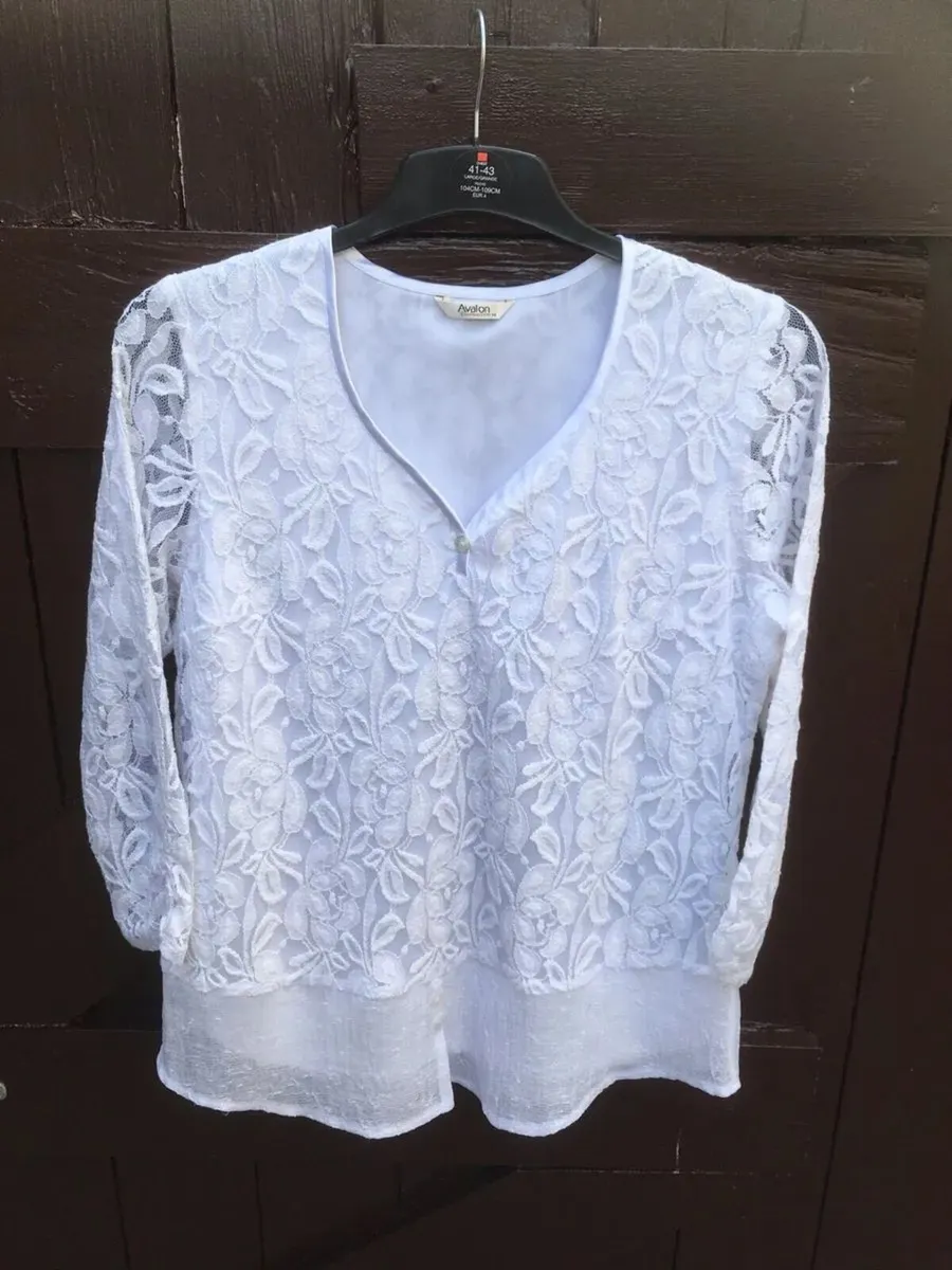Avalon Lined Lace Top, Size 14, Snow White - Image 1