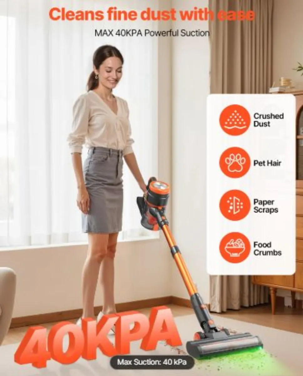 Cordless Vacuum Cleaner, 40KPA Max Suction, - Image 2