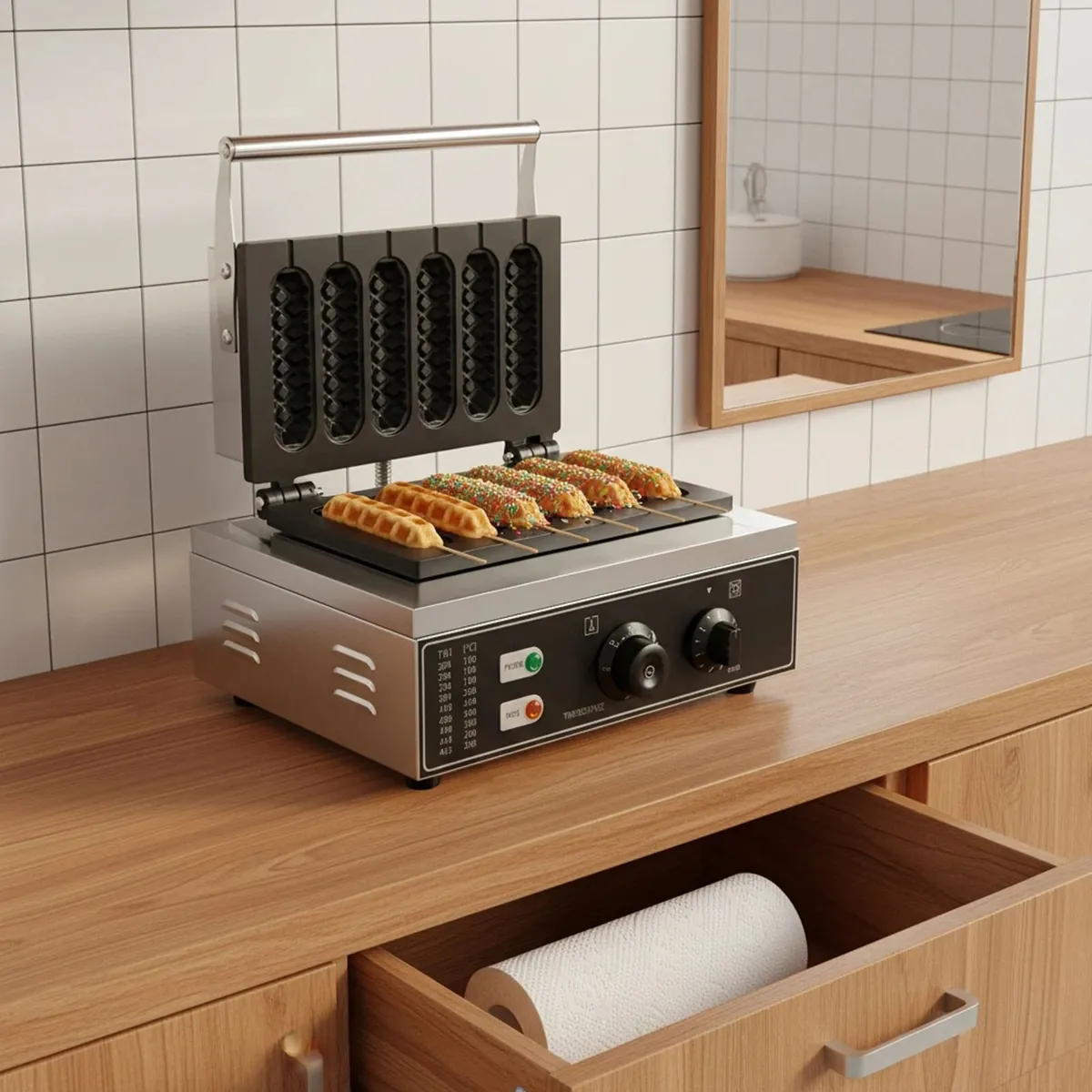 Donut Maker 12 Hole Mini Waffle NonStick Machine - Image 3