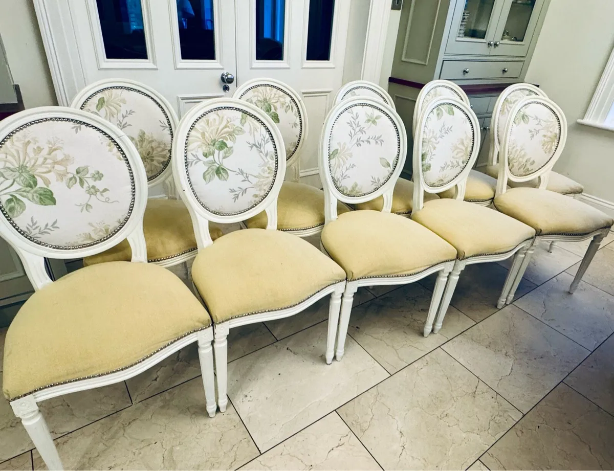 Set 10 Oval Back Dining Chairs - Image 1