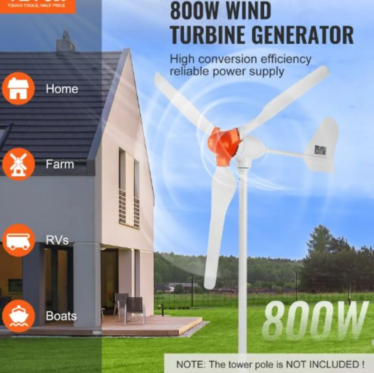 800W Wind Turbine Generator, 12V Wind Turbine Kit, - Image 4