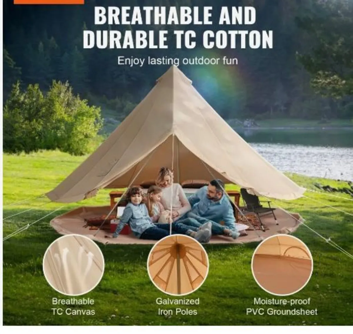 Canvas Bell Tent, 4 Seasons 3 m/9.8ft - Image 2