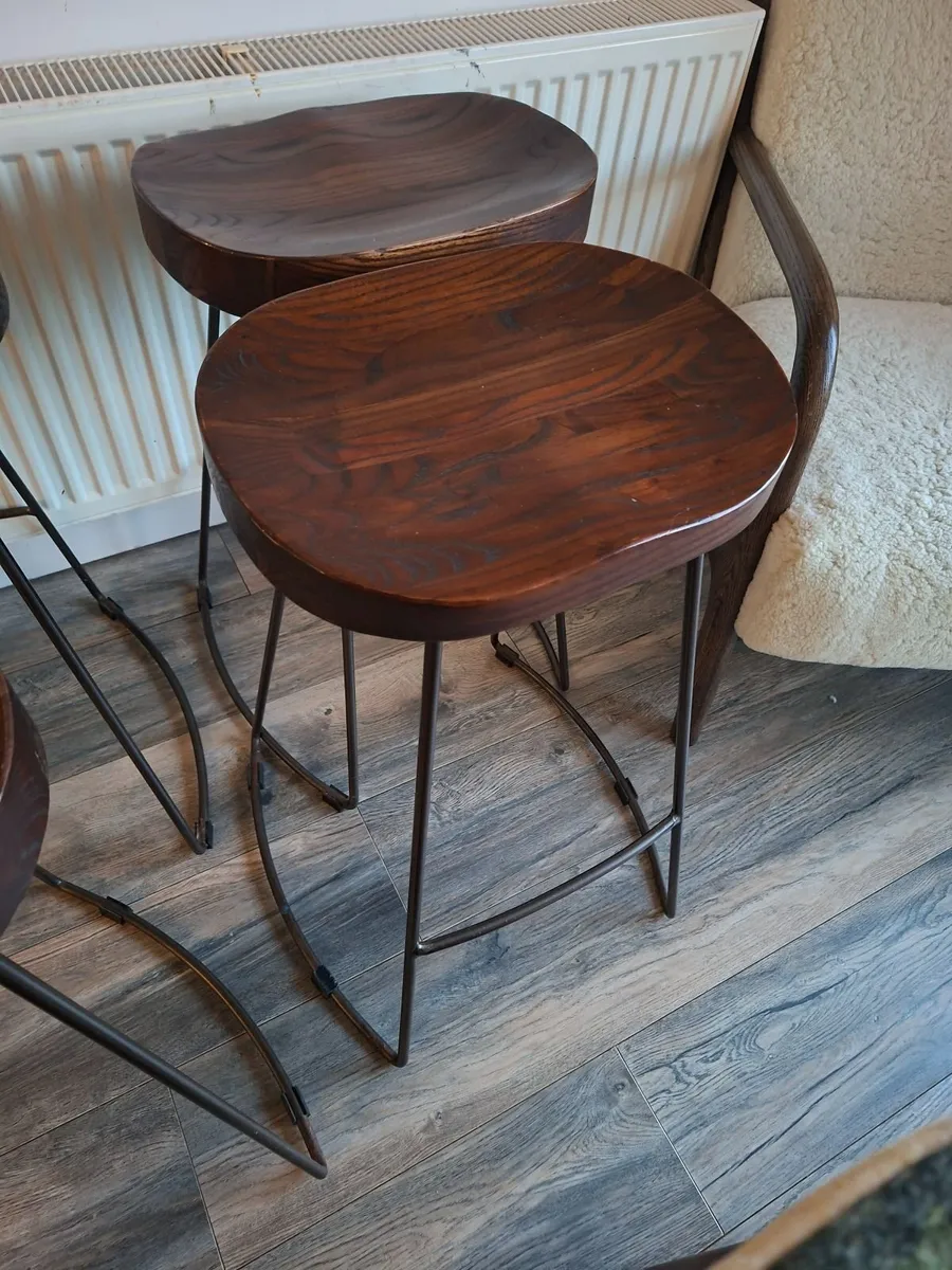 Solid Oak Stools - Image 1