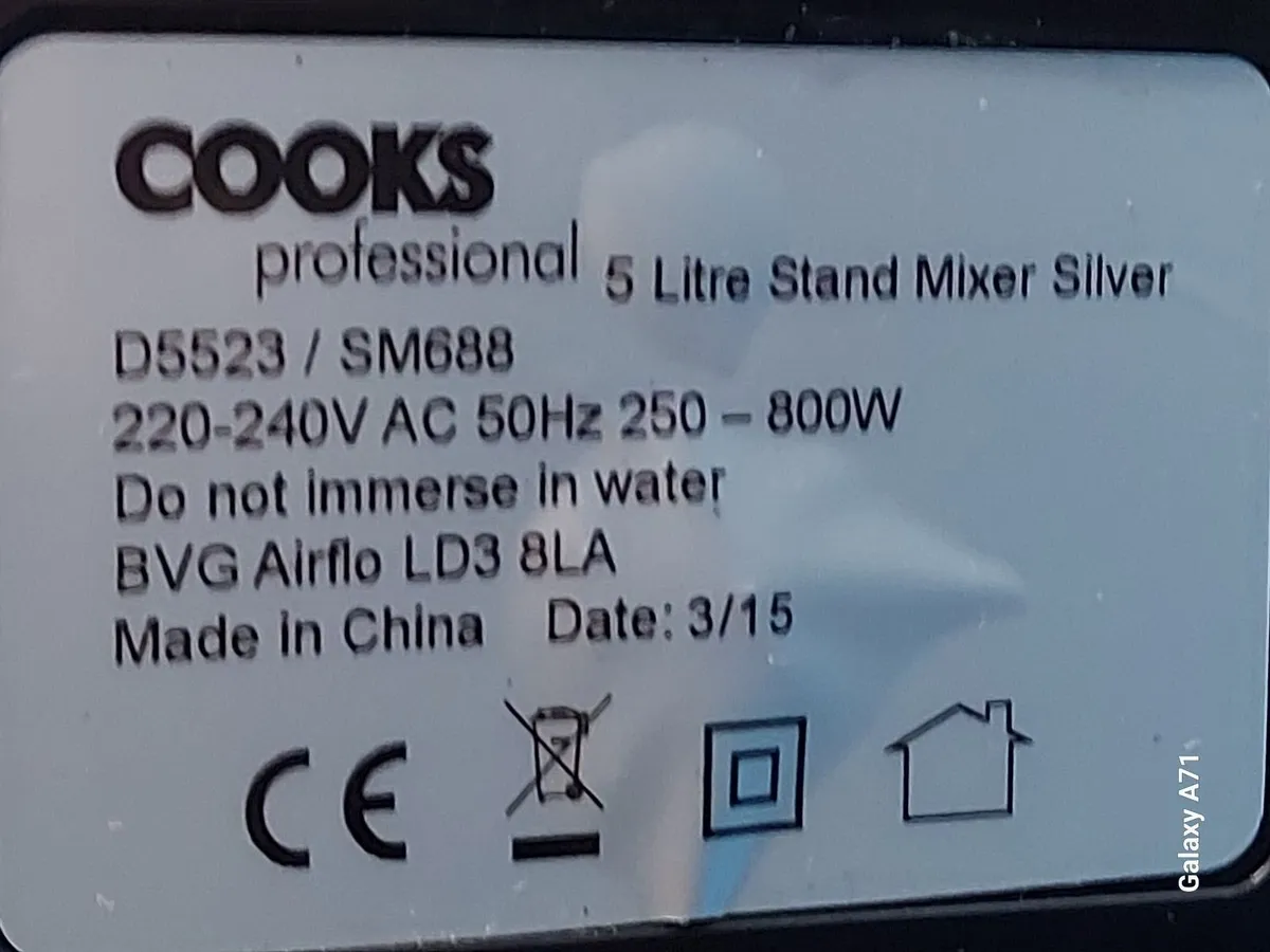 Professional 5 litre Stand Mixer, Model D5523-SM68 - Image 3