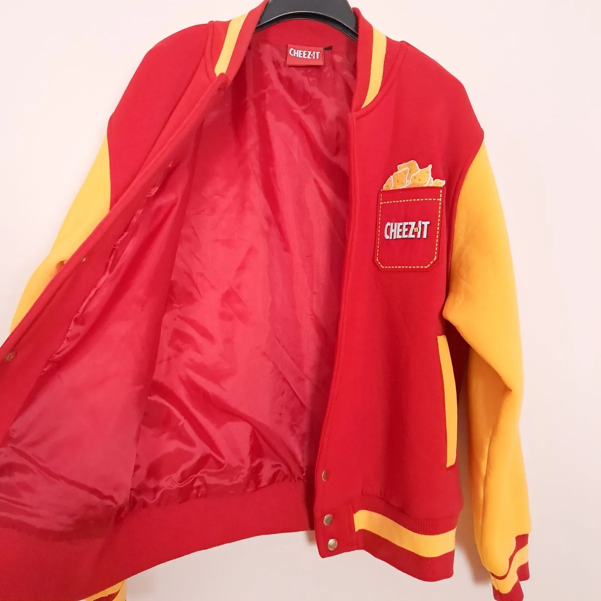 Cheez It Red Yellow Varsity Bomber Jacket M - Image 3