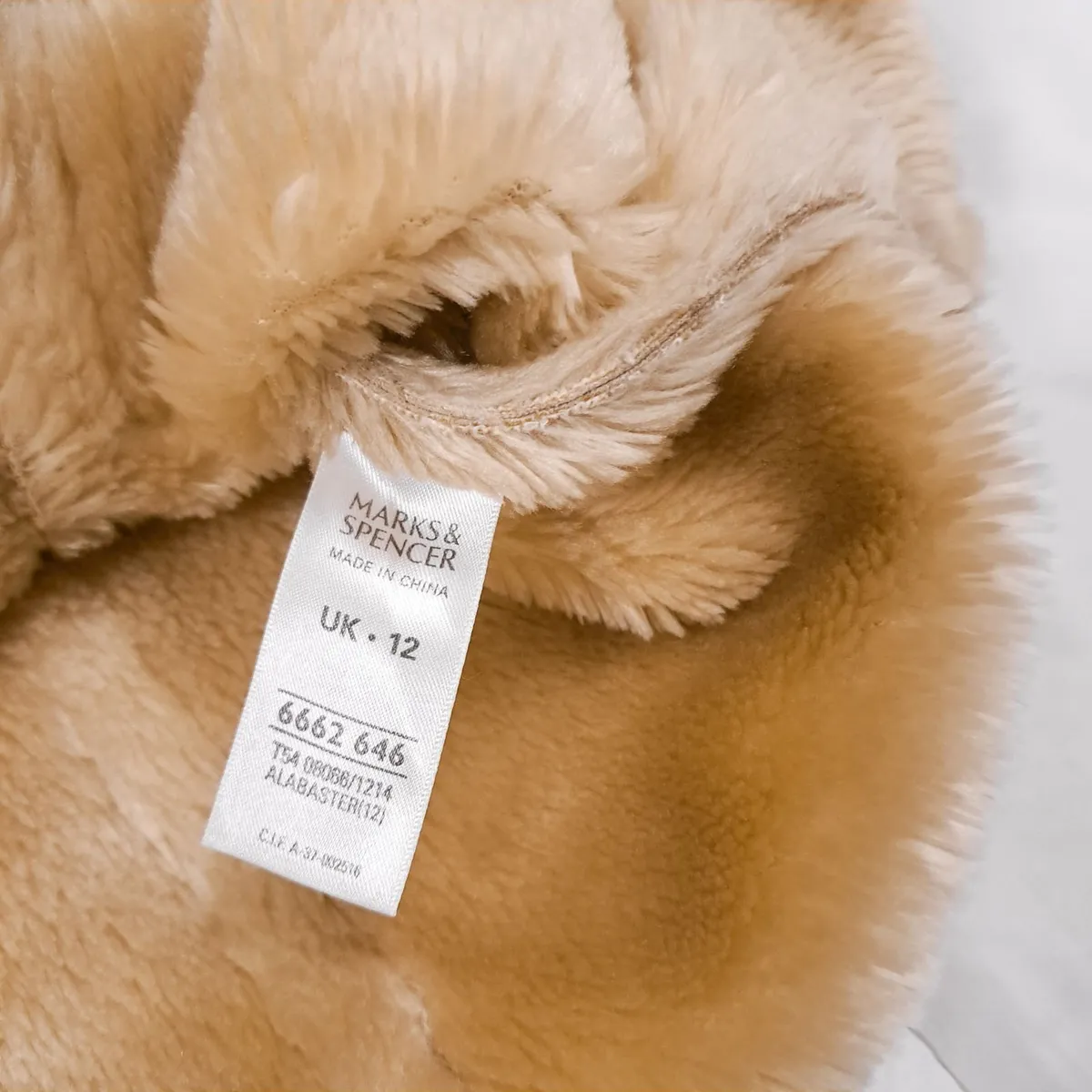 M&S Beige Cream Suede Shearling Jacket 12UK/40EU - Image 2