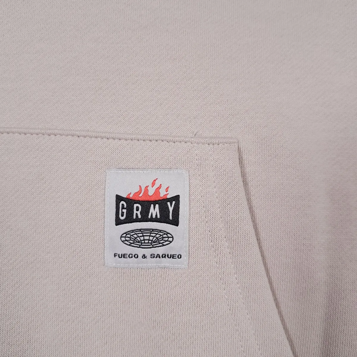 GRMY Beige Graphic Print Hoodie Size S - Image 4