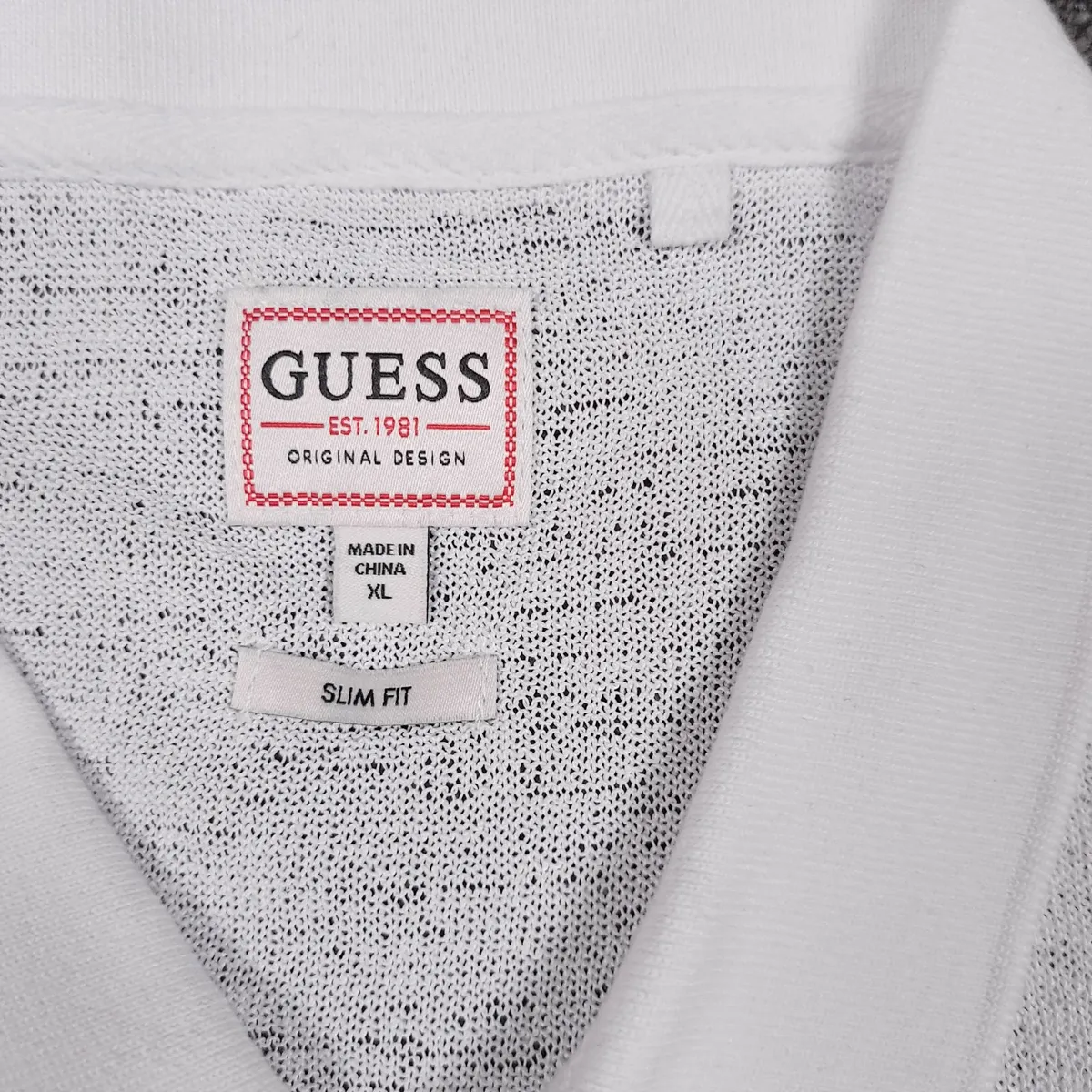 Guess White Knit See Through Polo Shirt XL - Image 2
