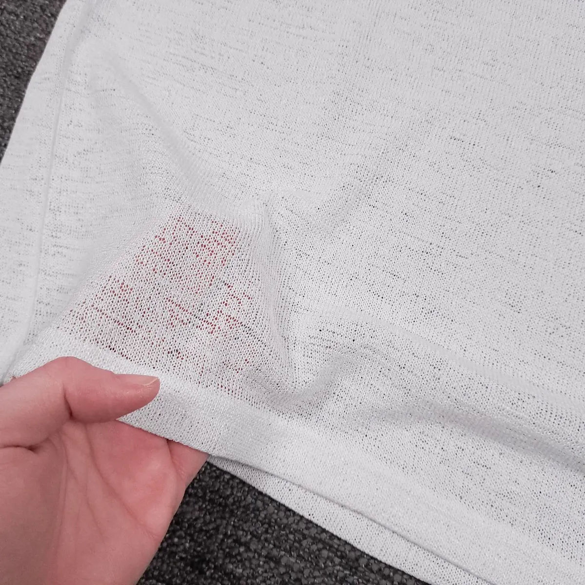 Guess White Knit See Through Polo Shirt XL - Image 3