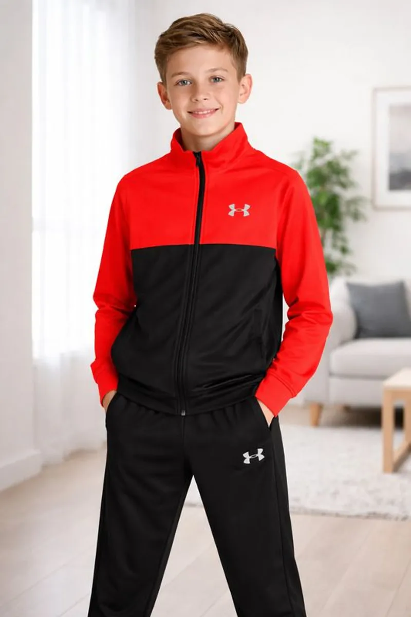 Boys Under Armour Rival Colour Block Knit Tracksuit: YLG - Image 1