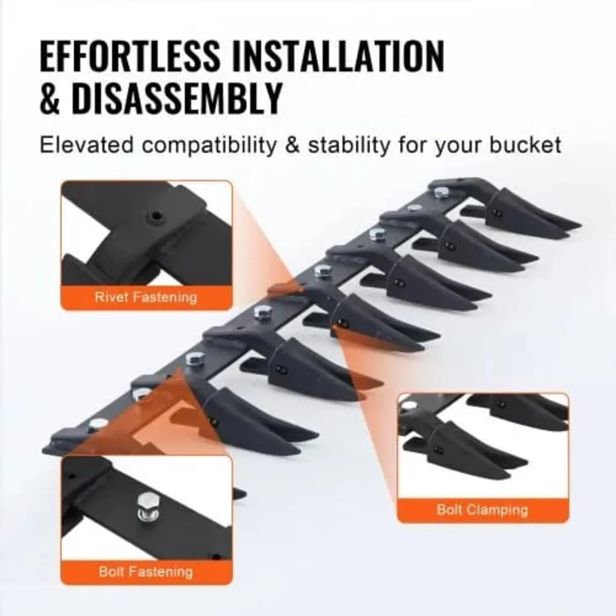 Bucket Tooth Bar, 53'', Heavy Duty Tractor Bucket - Image 2