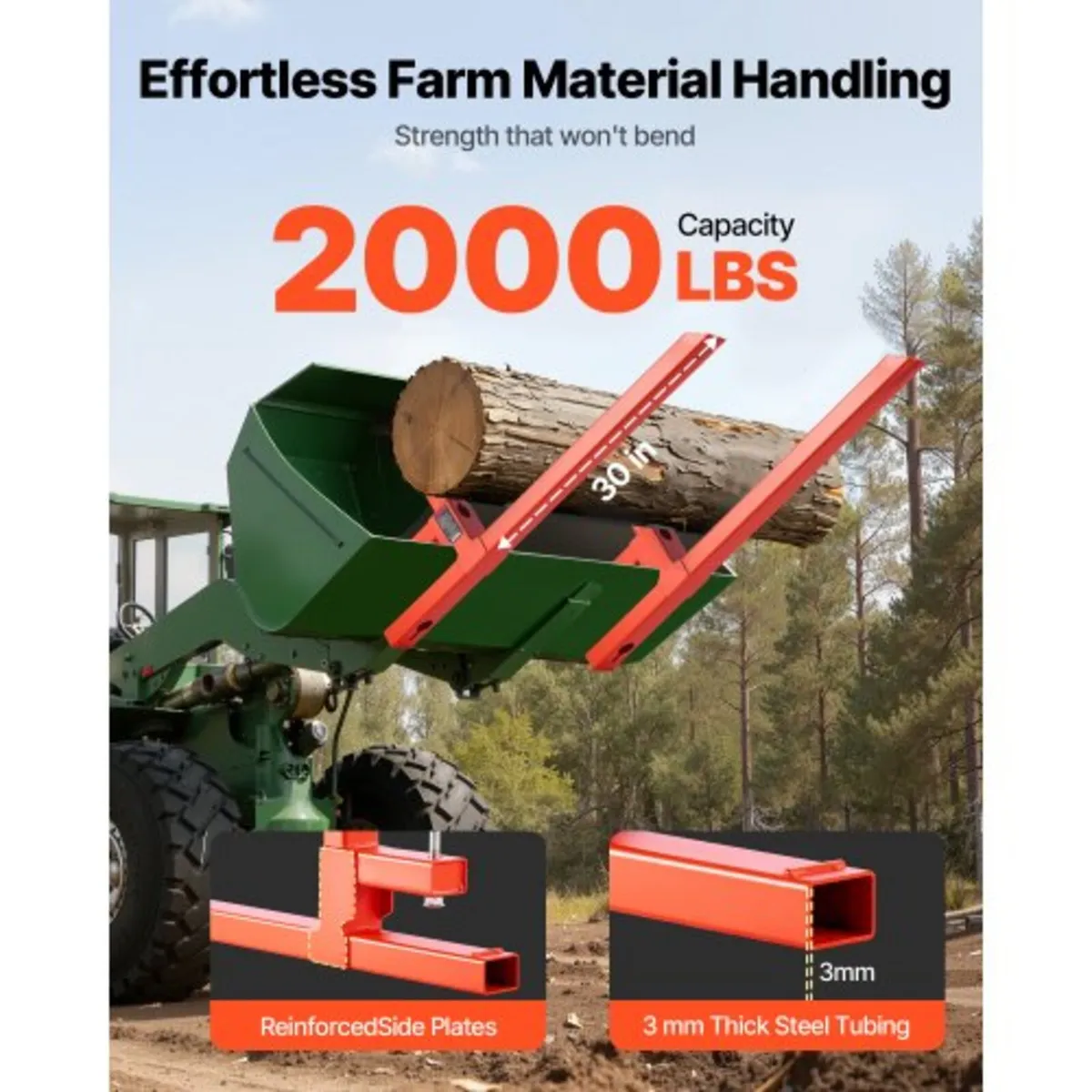 Pallet Forks, 907 kg Clamp on Pallet Forks, 109 cm - Image 2