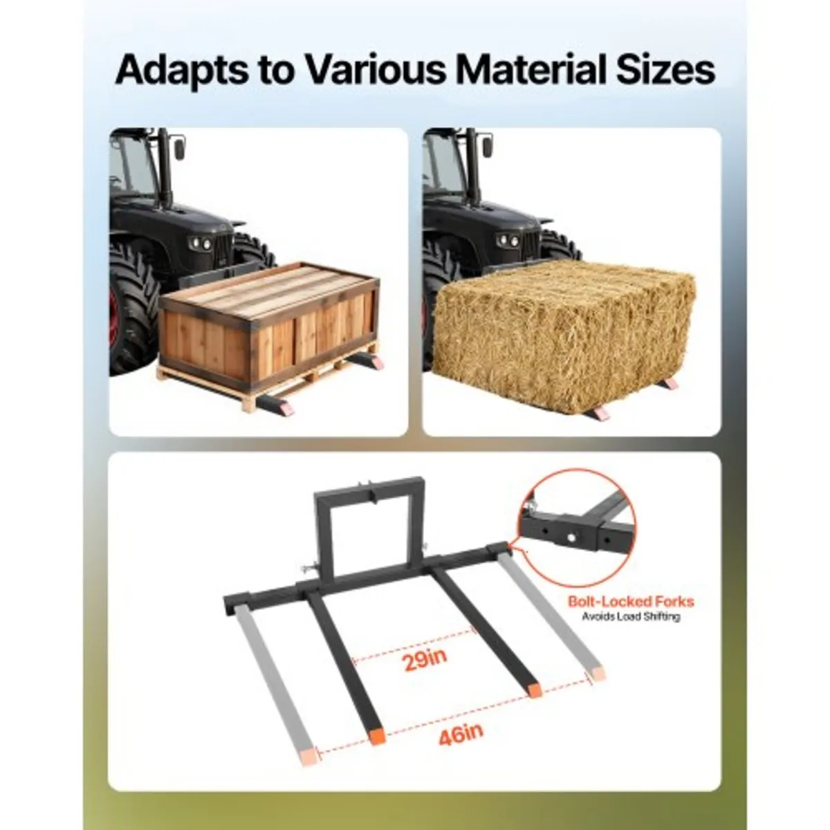 3 Point Hitch Pallet Forks, 680 kg Clamp on Pallet - Image 2