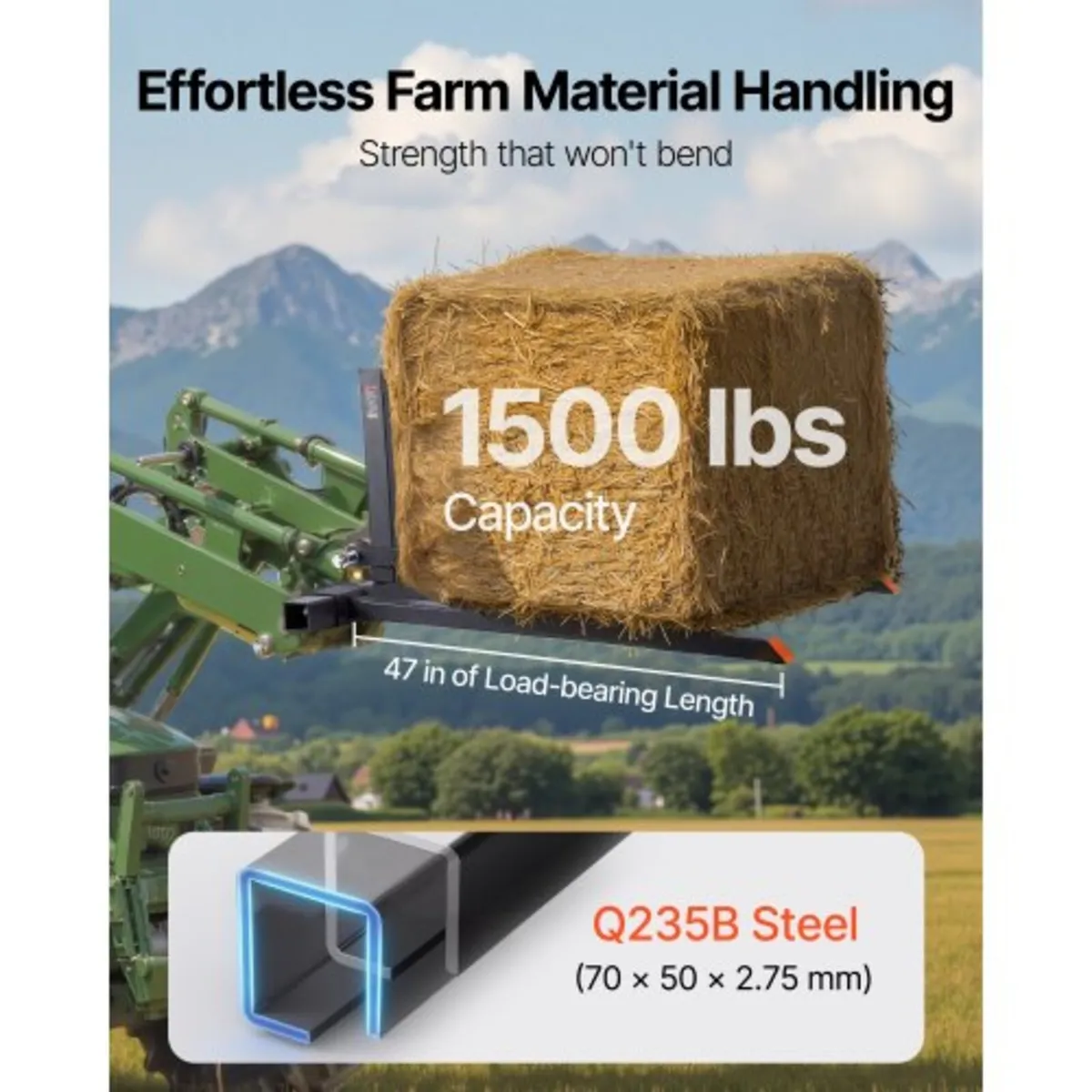 3 Point Hitch Pallet Forks, 680 kg Clamp on Pallet - Image 4