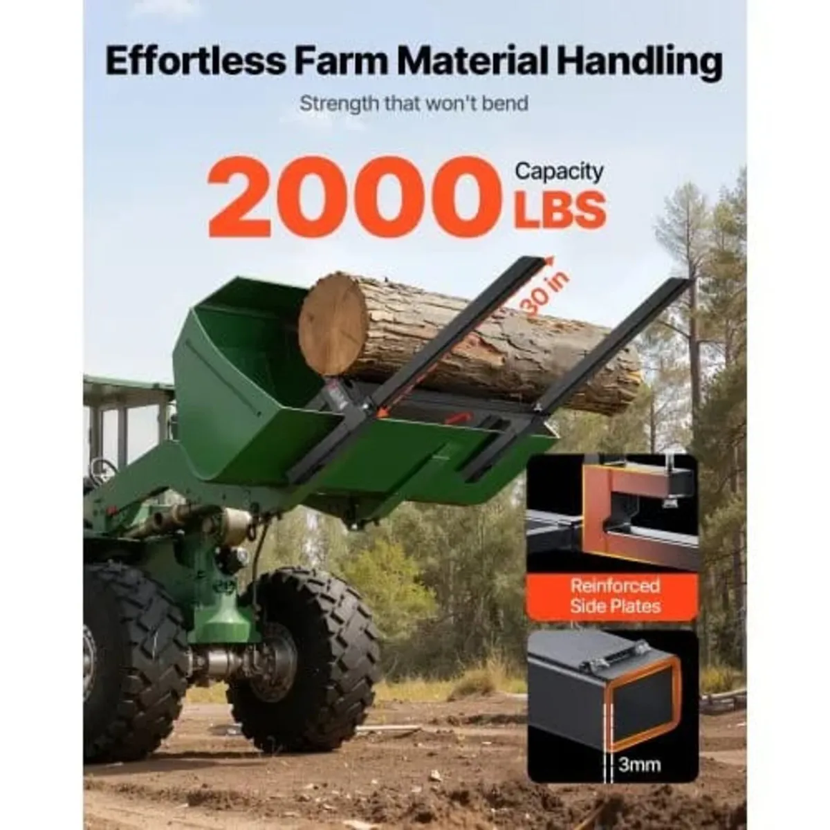 907 kg Clamp on Pallet Forks, 109 cm Total Length - Image 3