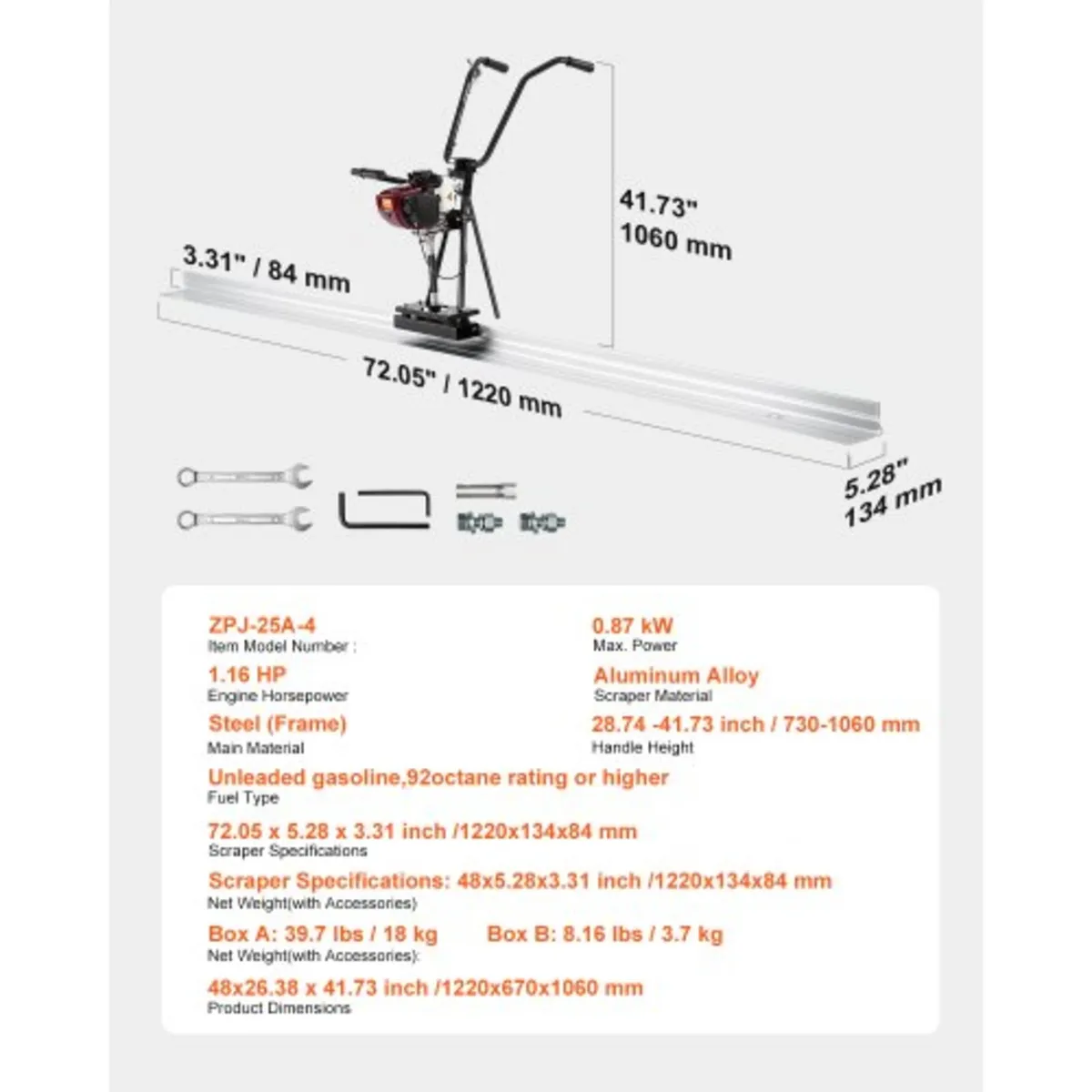 Concrete Power Screed, 4 ft Aluminum Board Straigh - Image 2