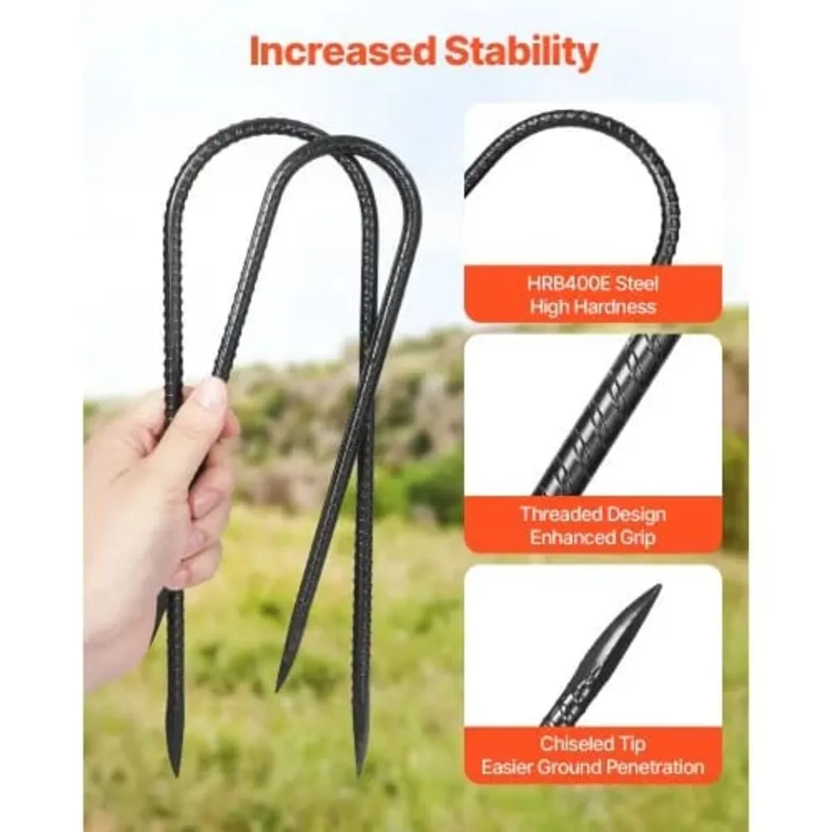 12-Inch 8 Pack Rebar Stakes 304,8x82,04 mm Heavy D - Image 3