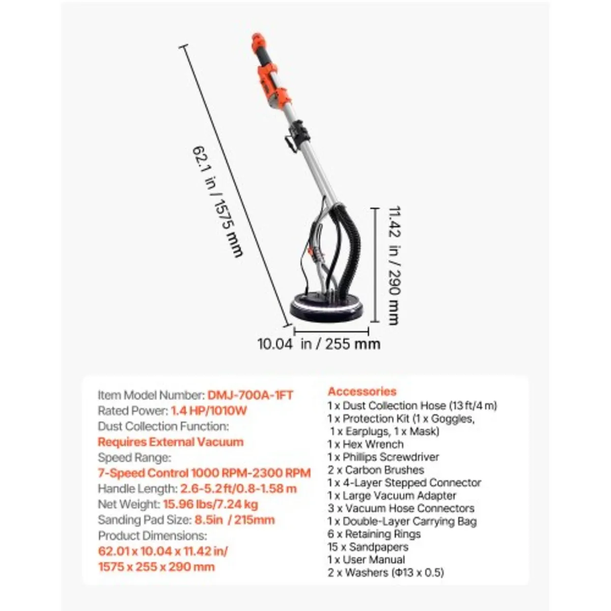 Drywall Sander, 1010W Electric Drywall Sander, Pop - Image 2