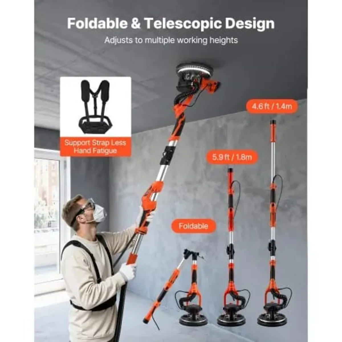 Drywall Sander, 1150W Electric Drywall Sander, Pop - Image 2